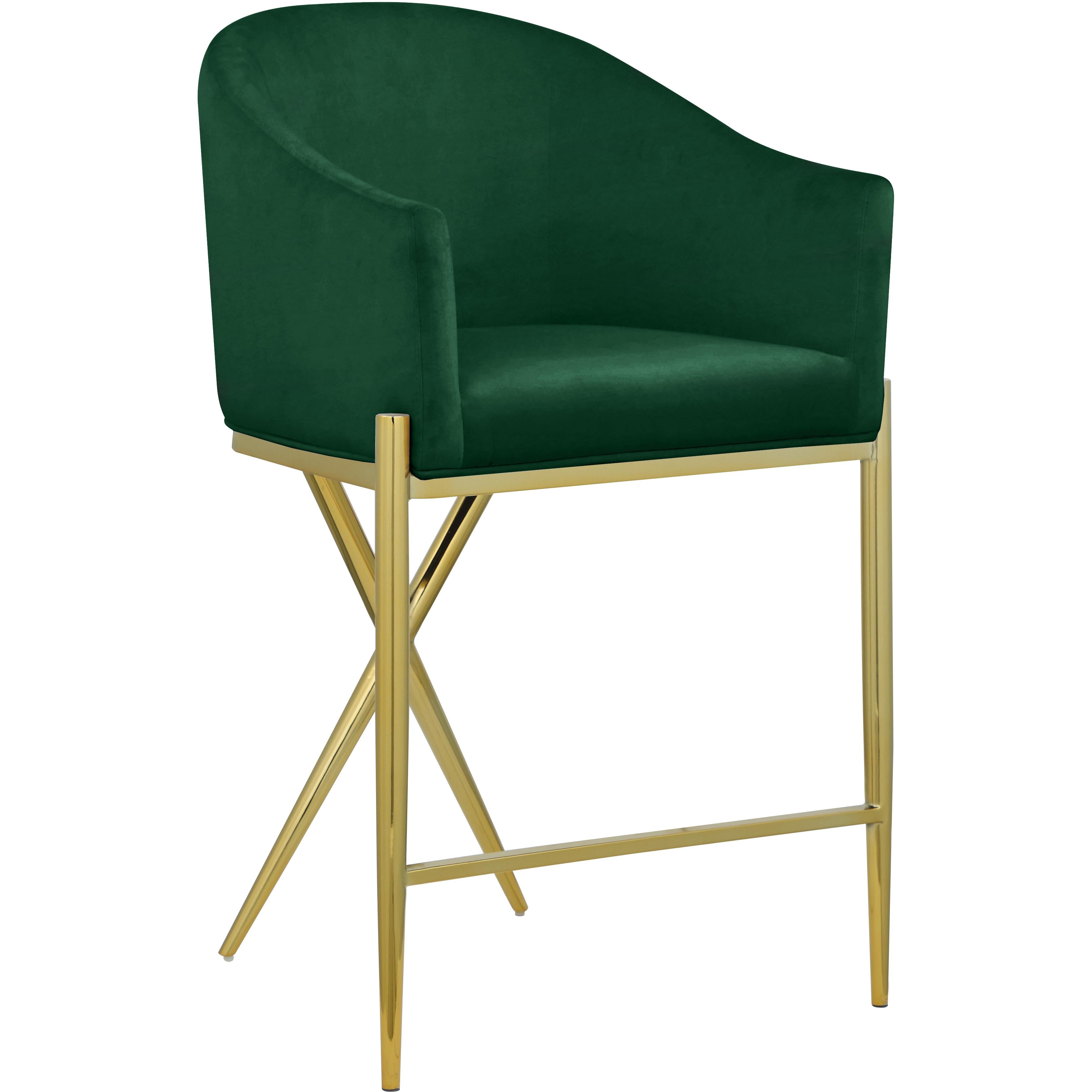 Meridian Xavier Green Velvet Counter Stool