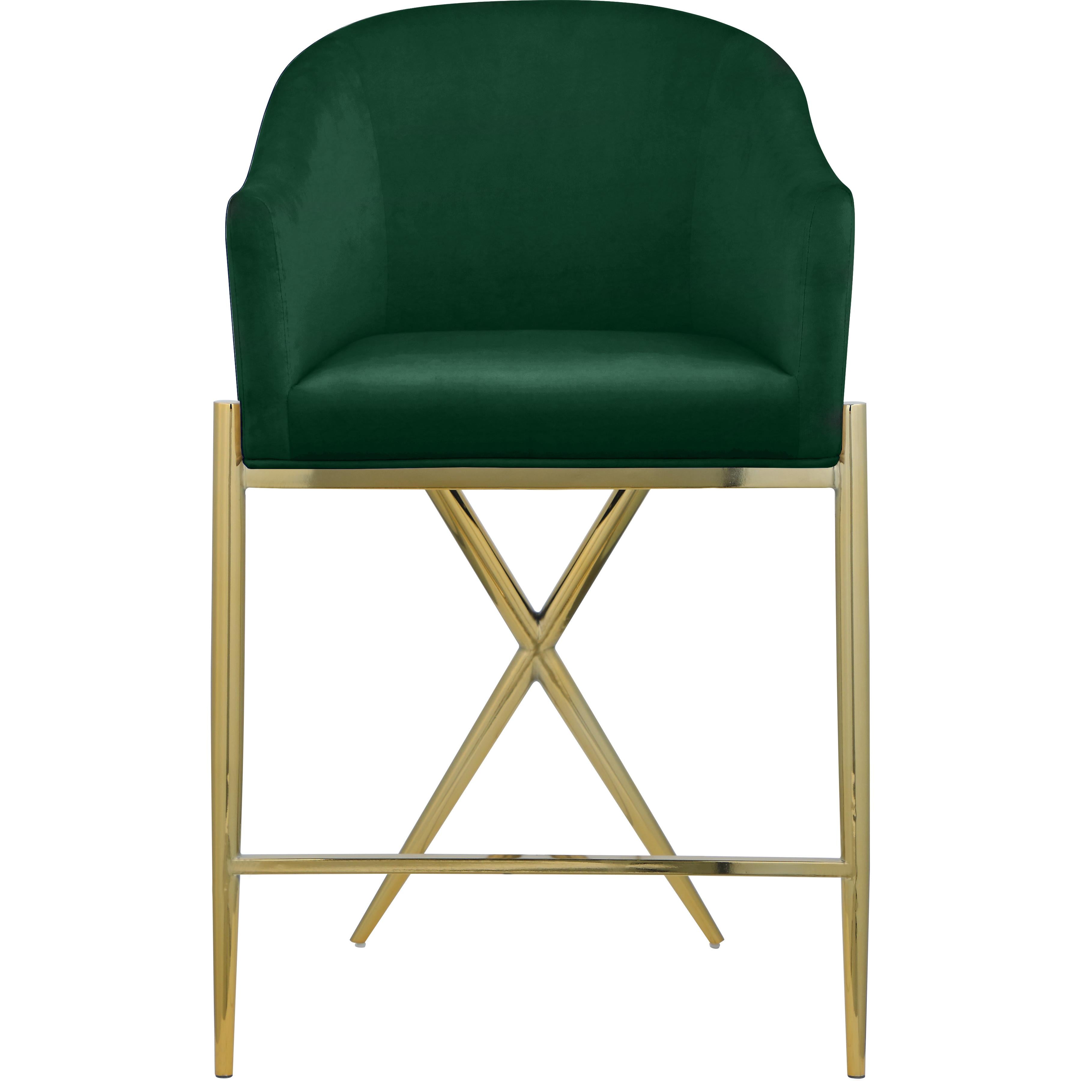 Meridian Xavier Green Velvet Counter Stool