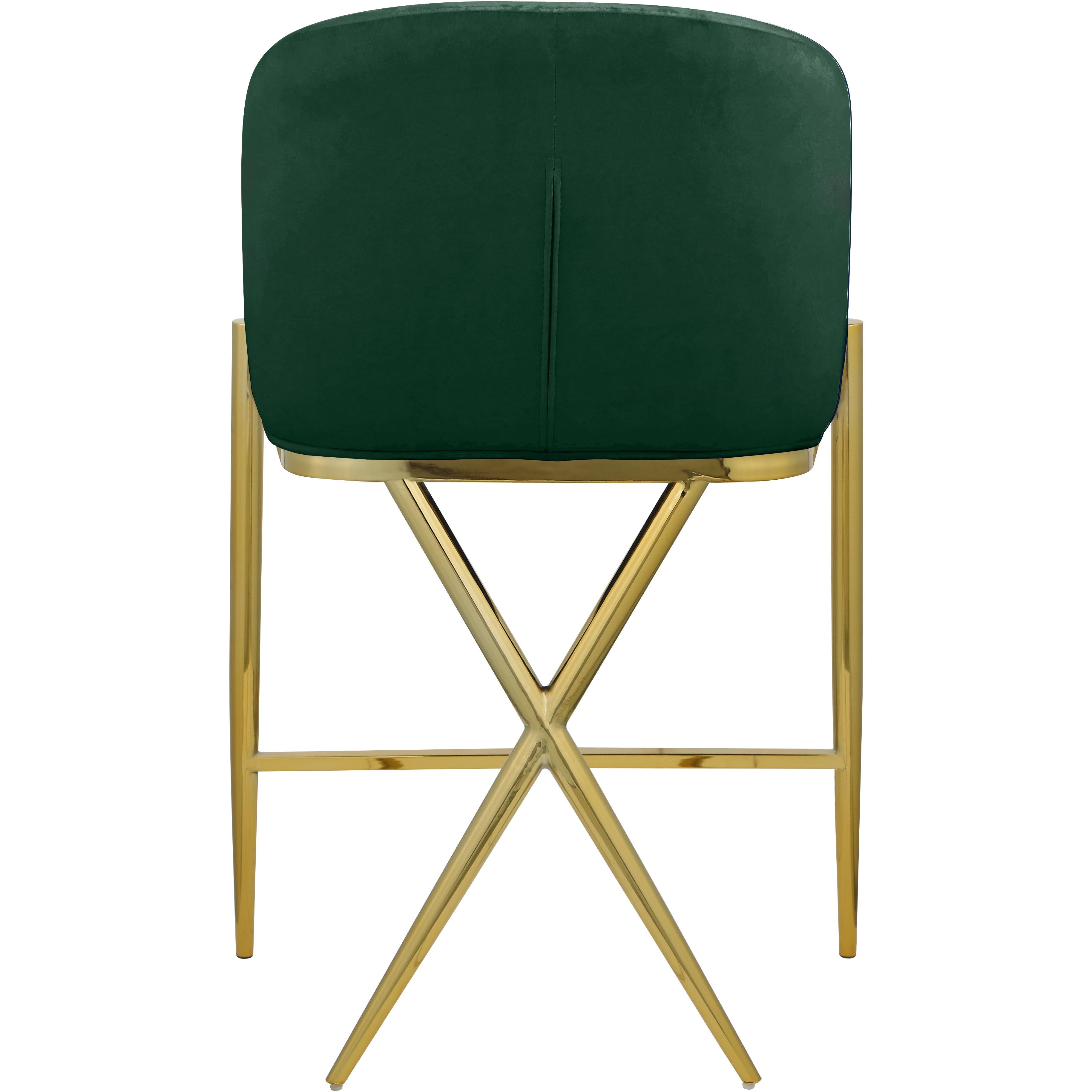 Meridian Xavier Green Velvet Counter Stool