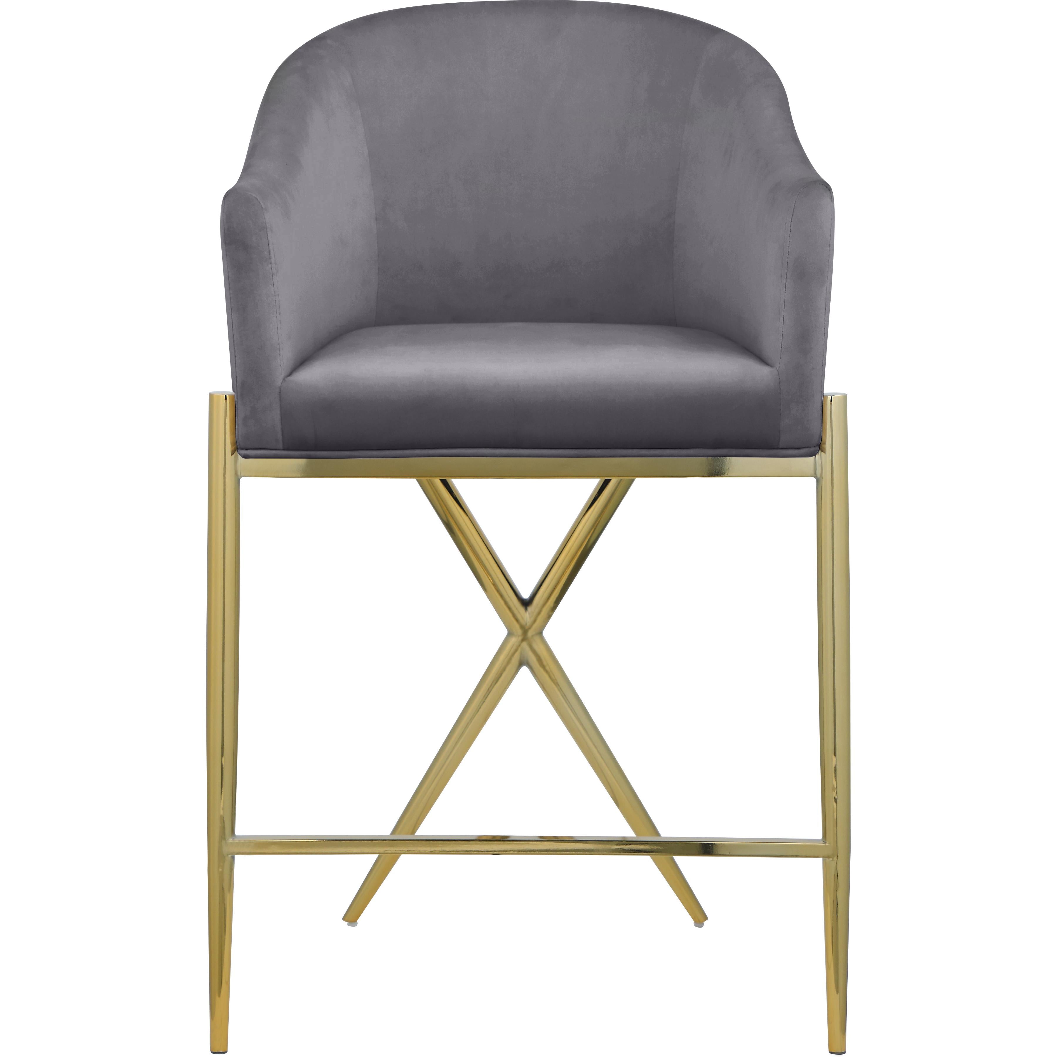 Meridian Xavier Grey Velvet Counter Stool