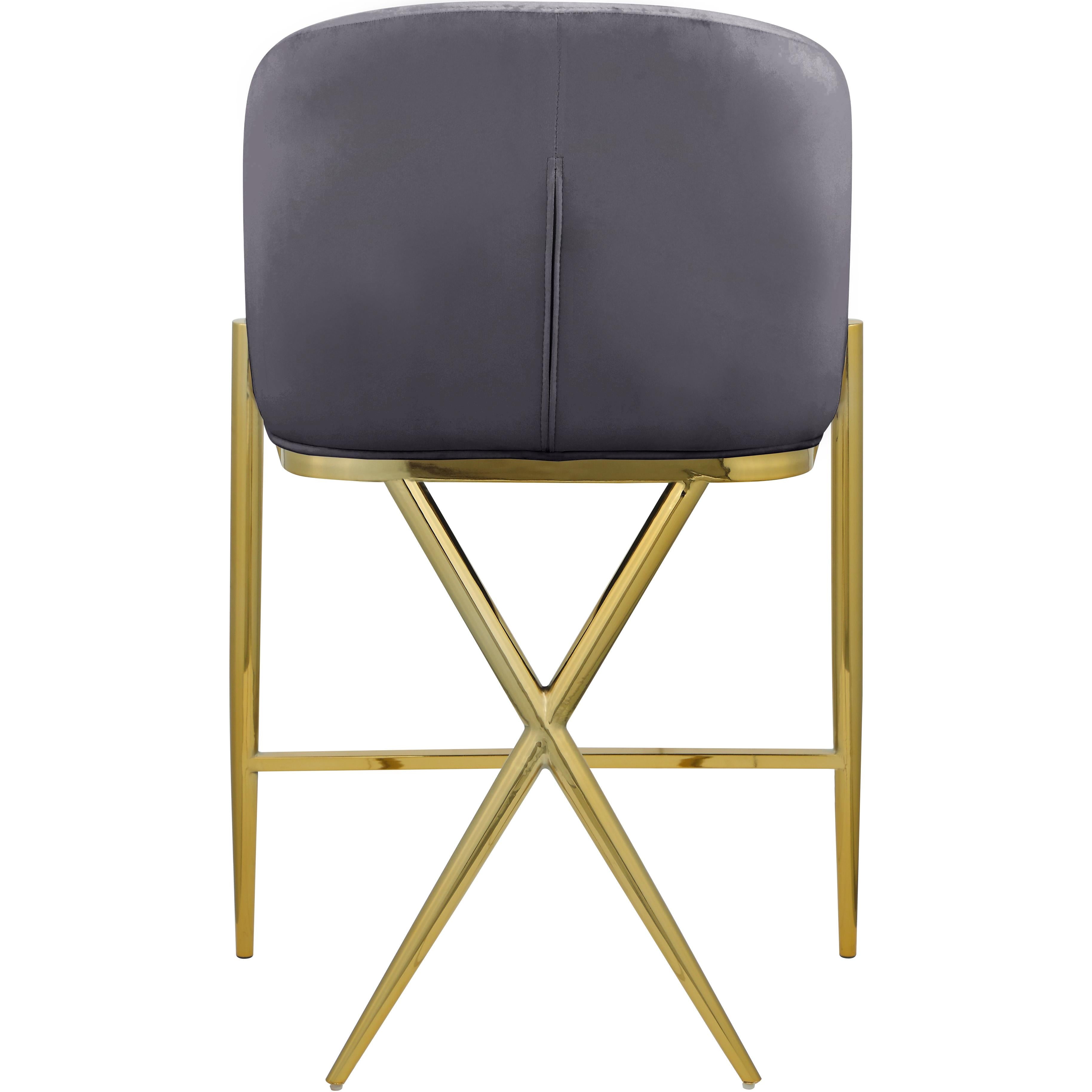 Meridian Xavier Grey Velvet Counter Stool