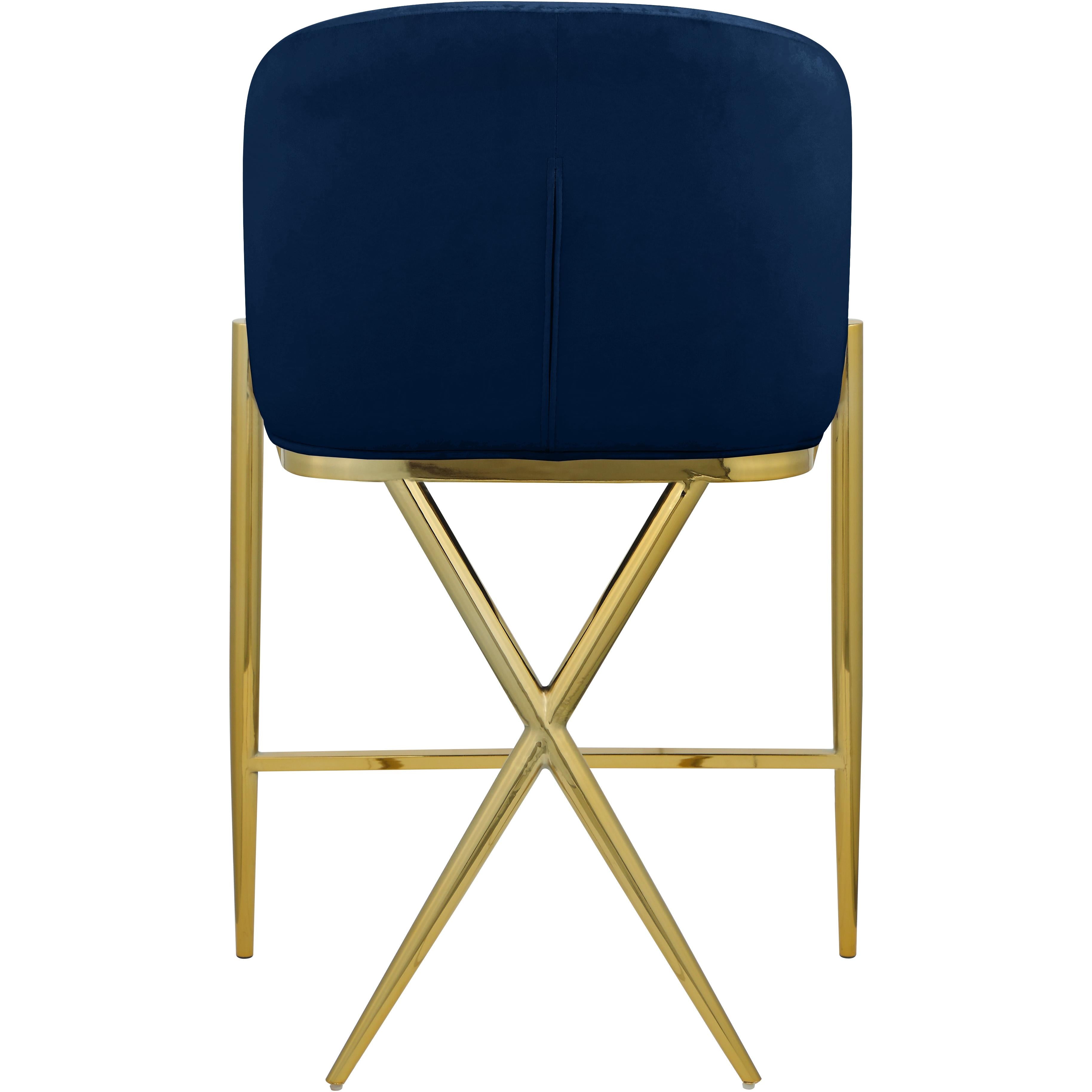 Meridian Xavier Navy Velvet Counter Stool