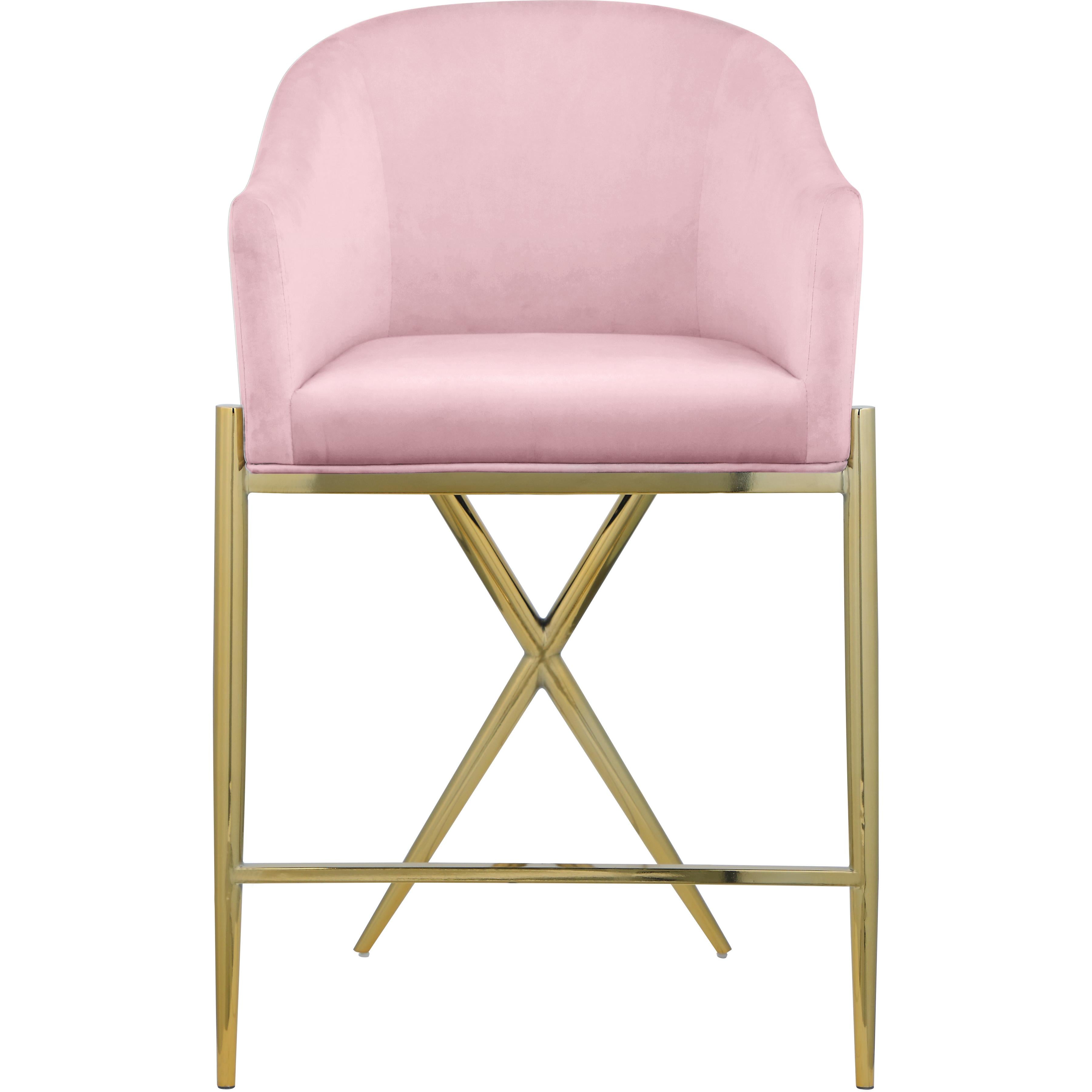 Meridian Xavier Pink Velvet Counter Stool