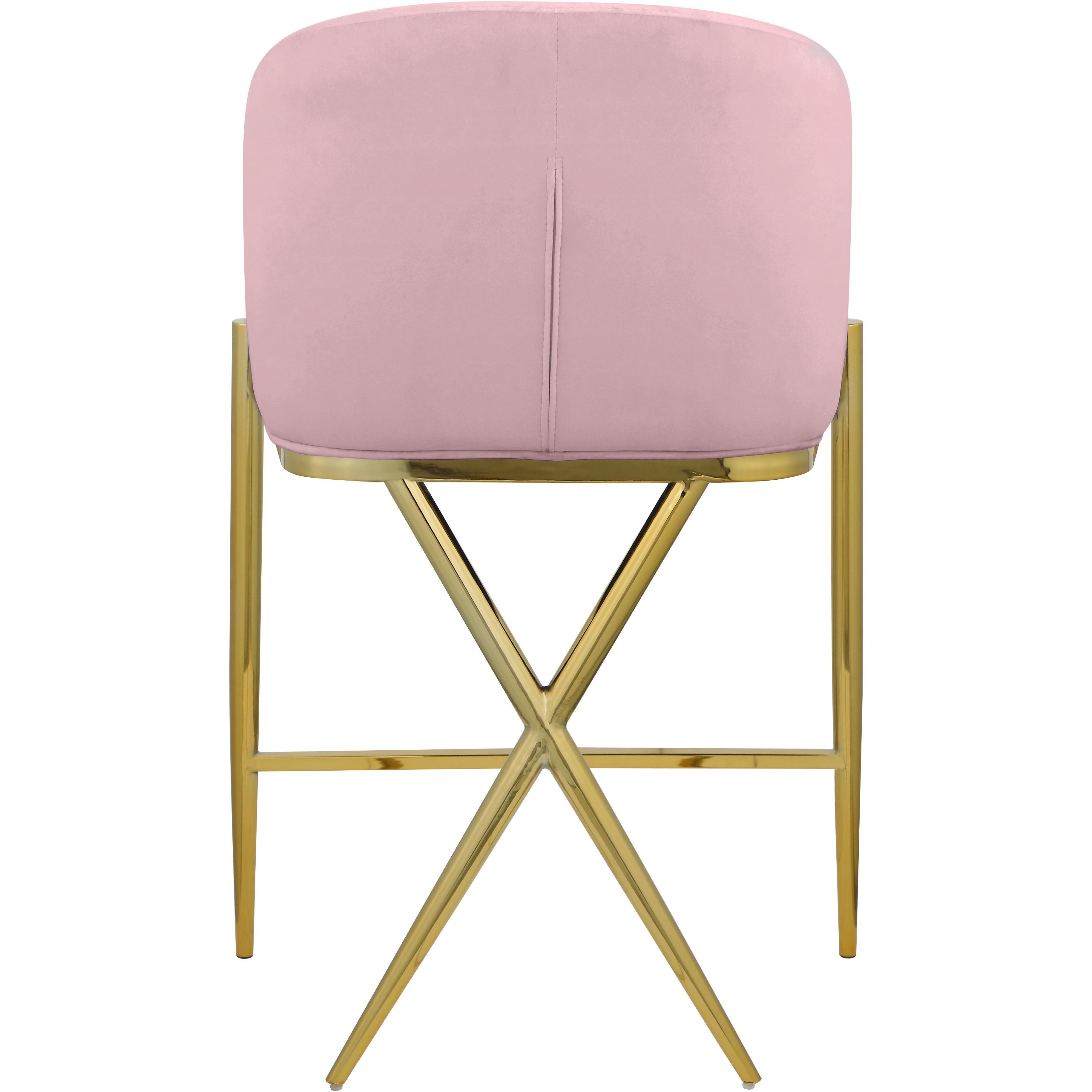 Meridian Xavier Pink Velvet Counter Stool