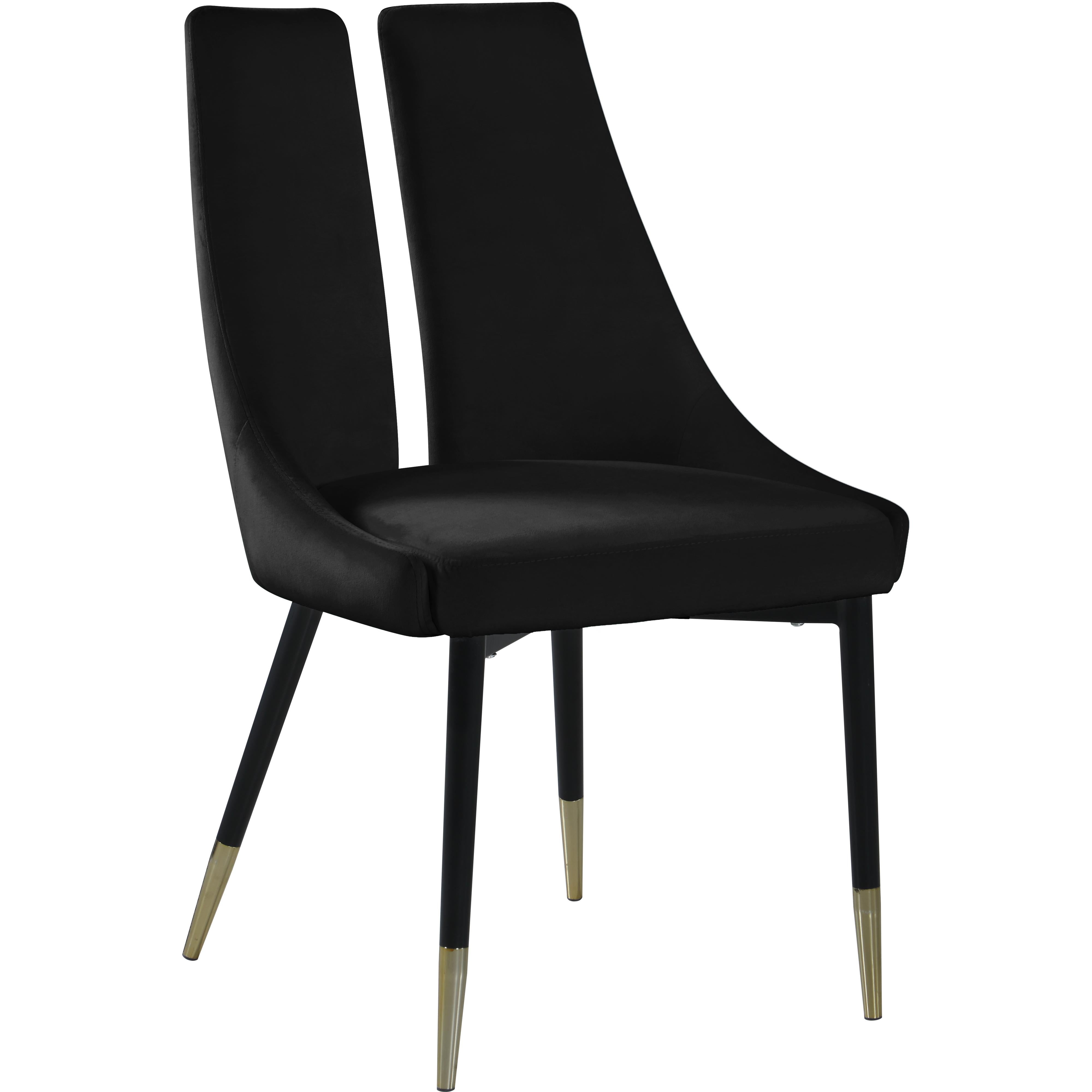 Meridian Sleek Black Velvet Dining Chair