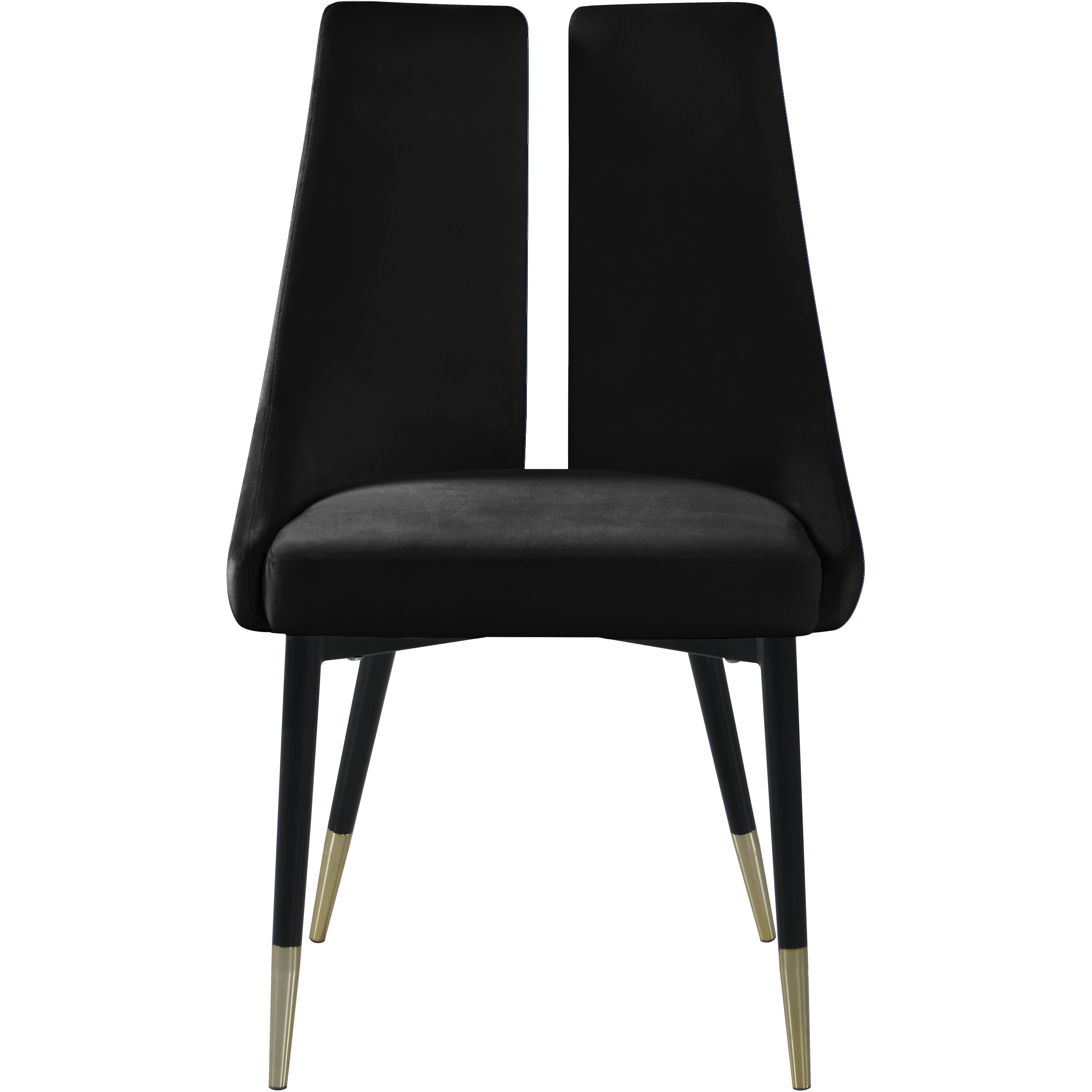 Meridian Sleek Black Velvet Dining Chair