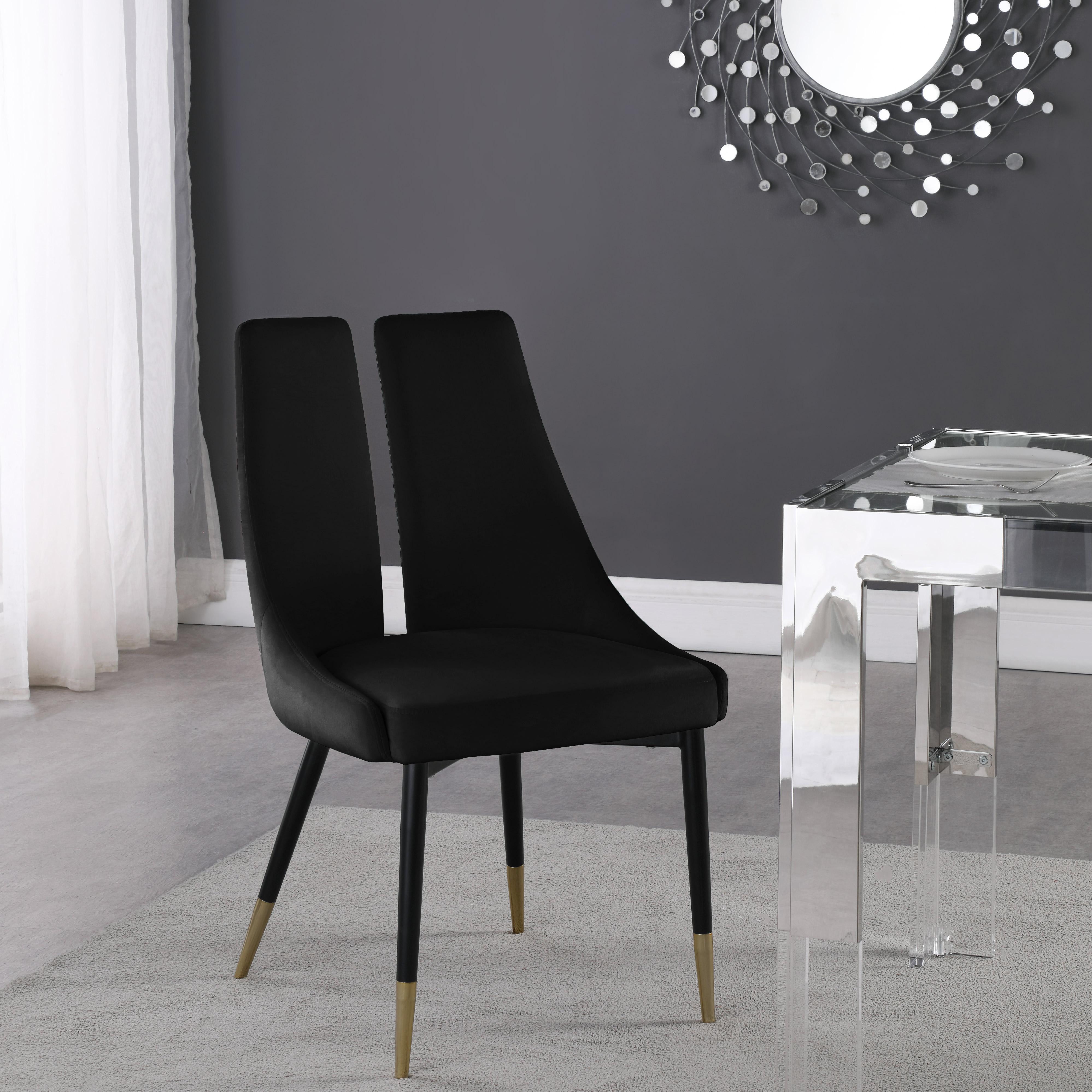 Meridian Sleek Black Velvet Dining Chair