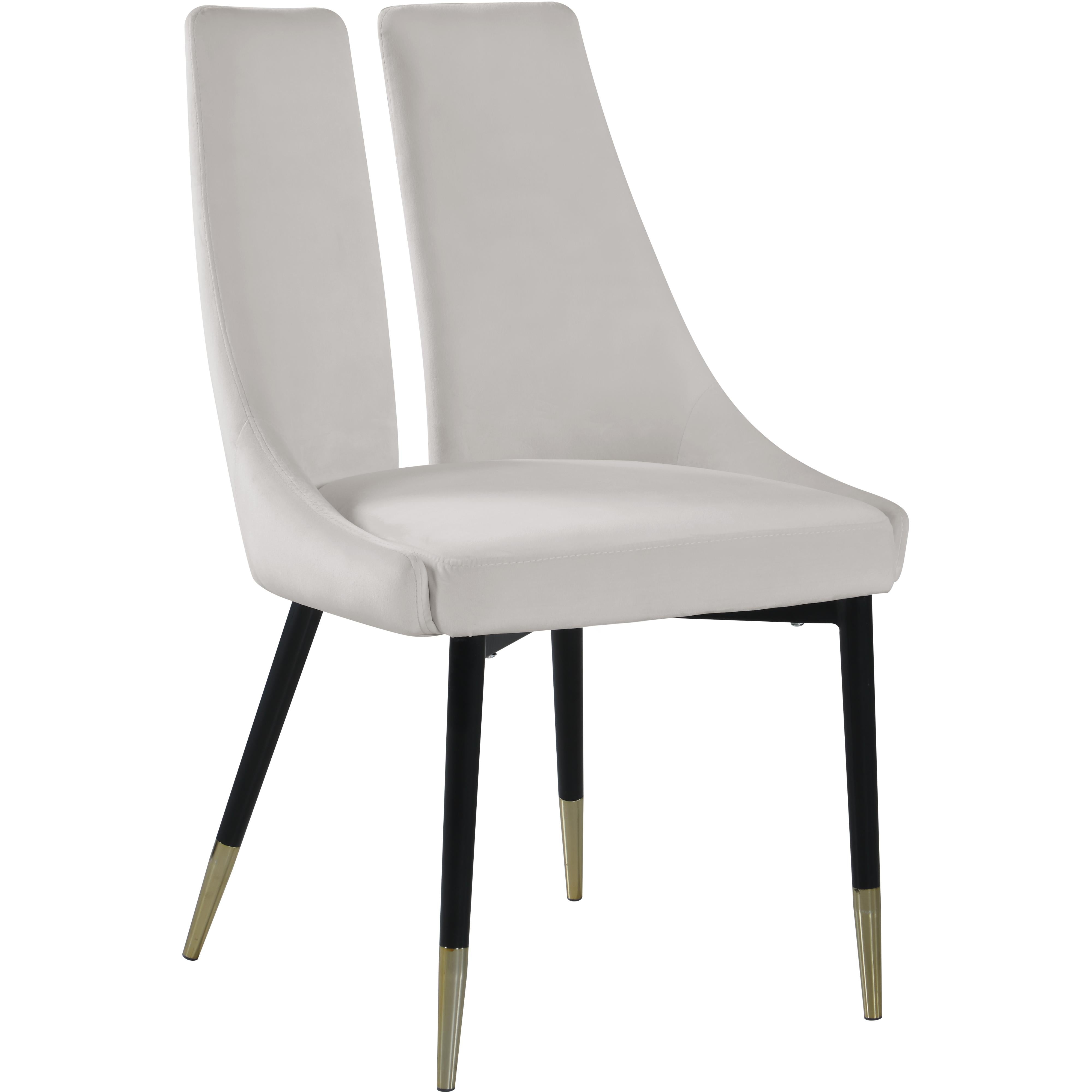 Meridian Sleek Cream Velvet Dining Chair