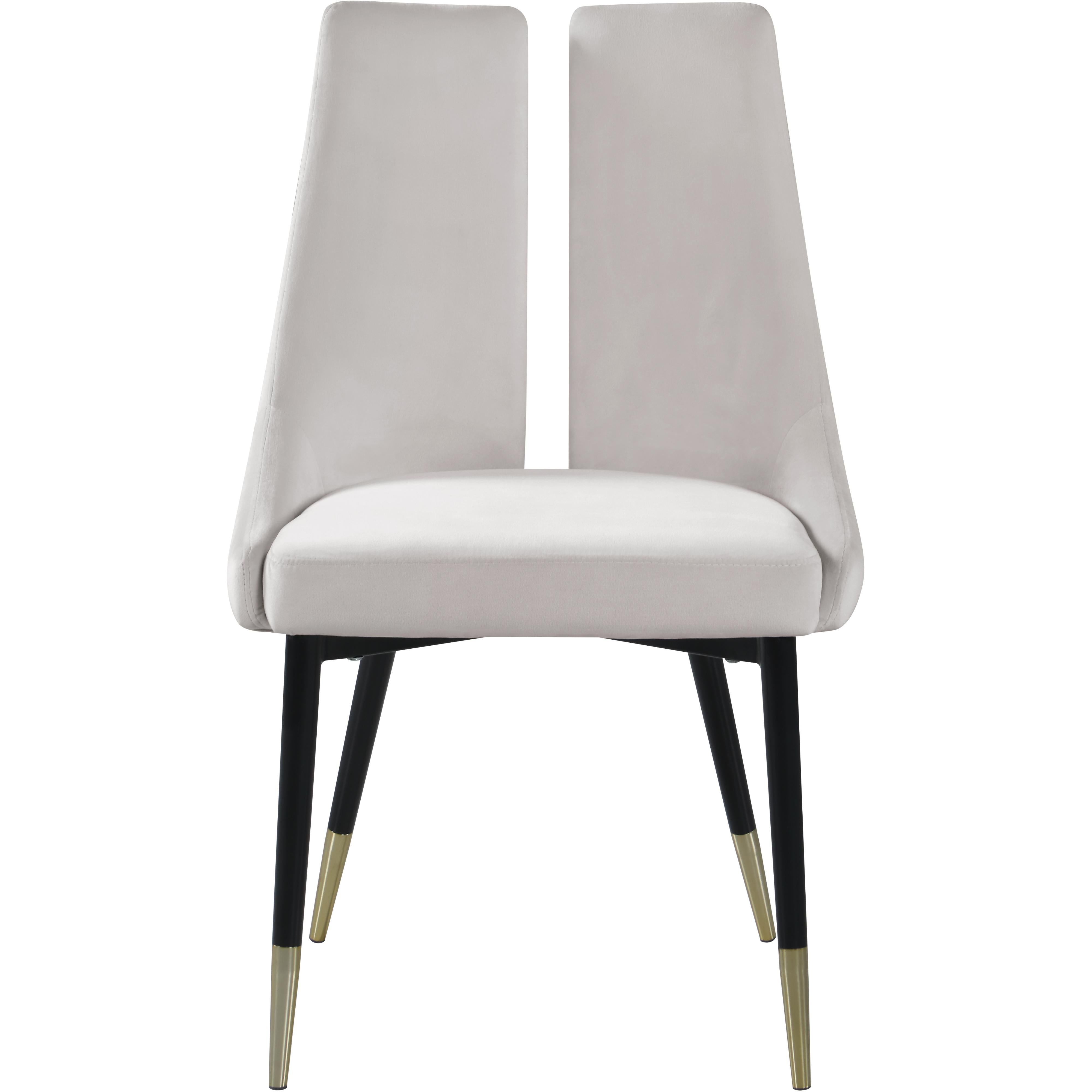 Meridian Sleek Cream Velvet Dining Chair