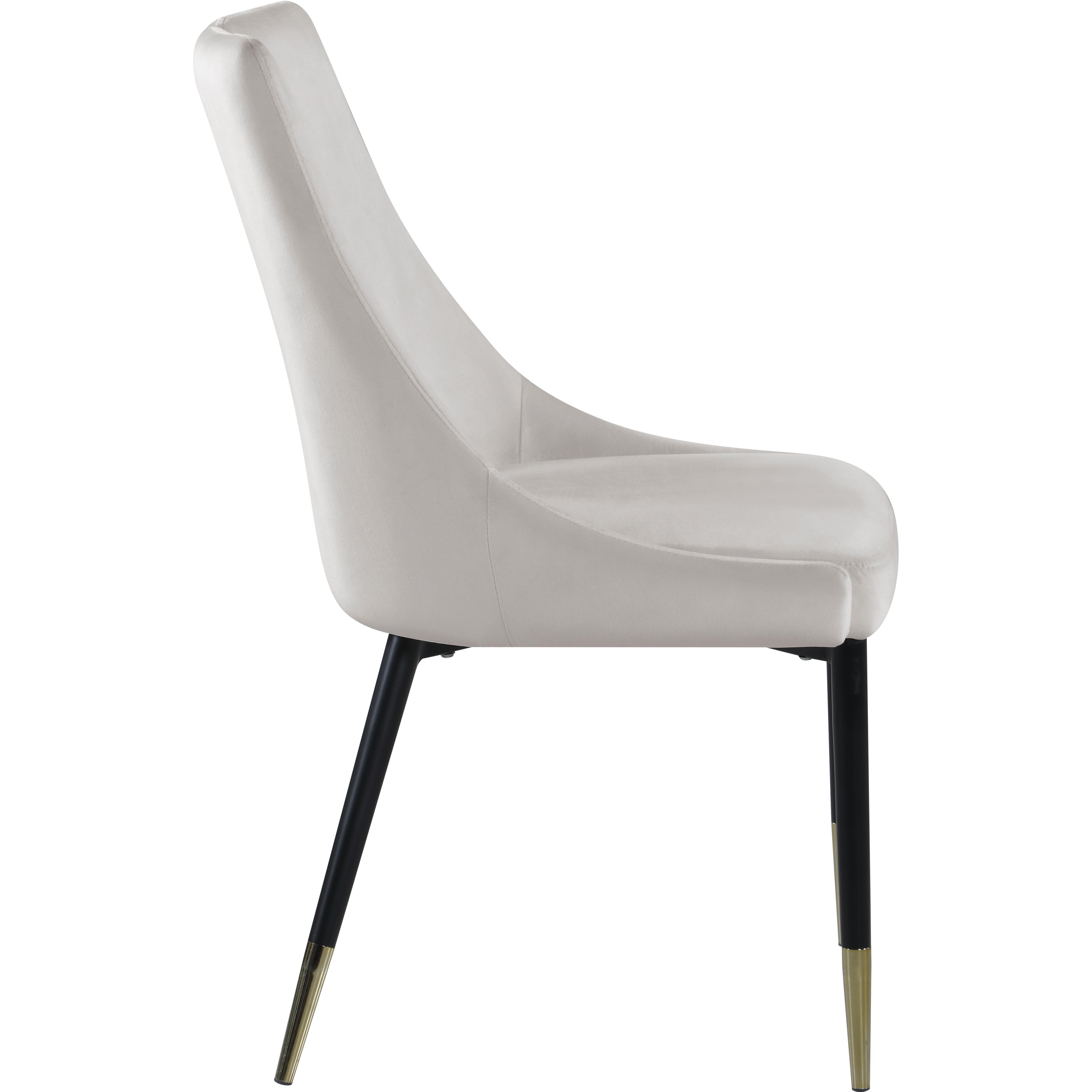 Meridian Sleek Cream Velvet Dining Chair