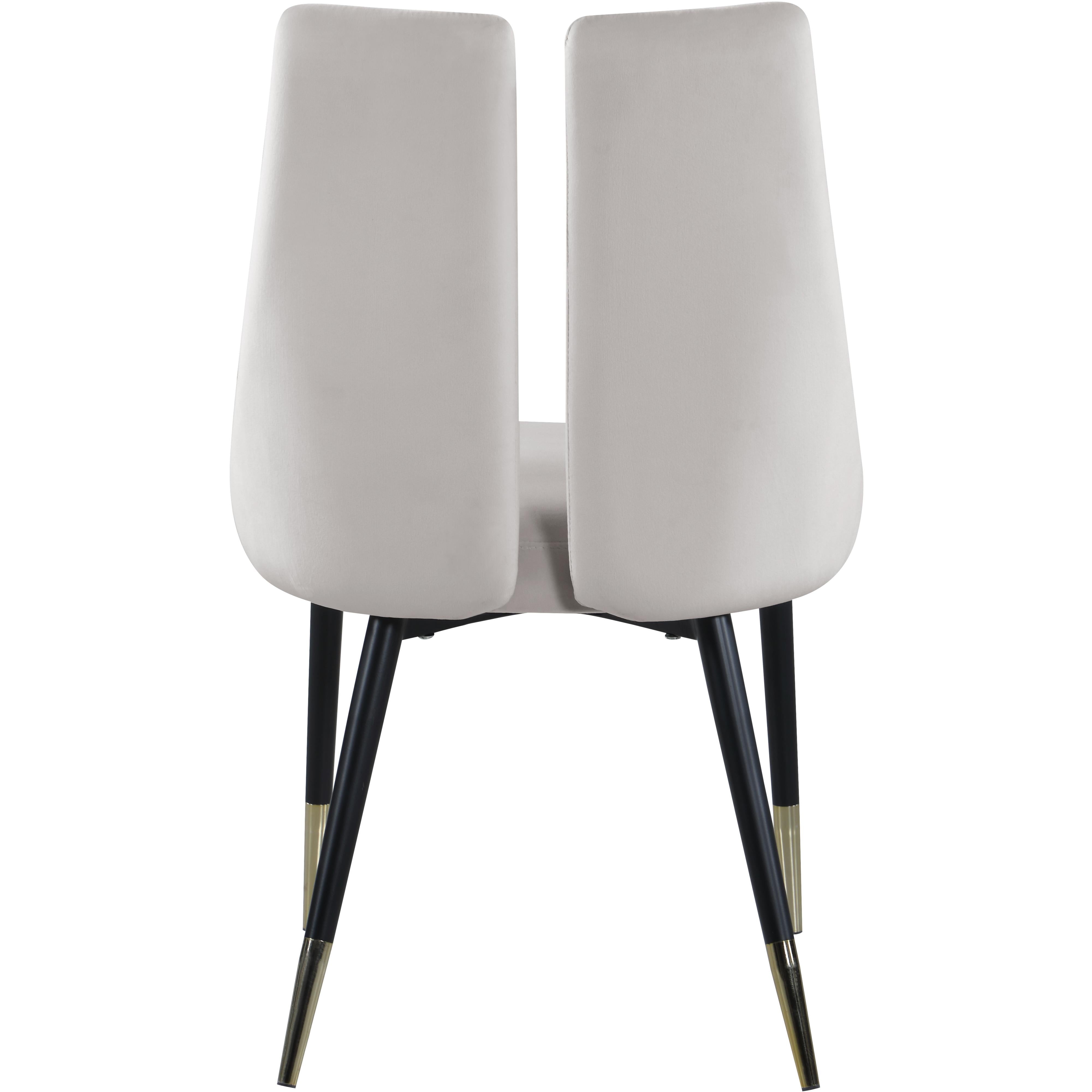 Meridian Sleek Cream Velvet Dining Chair