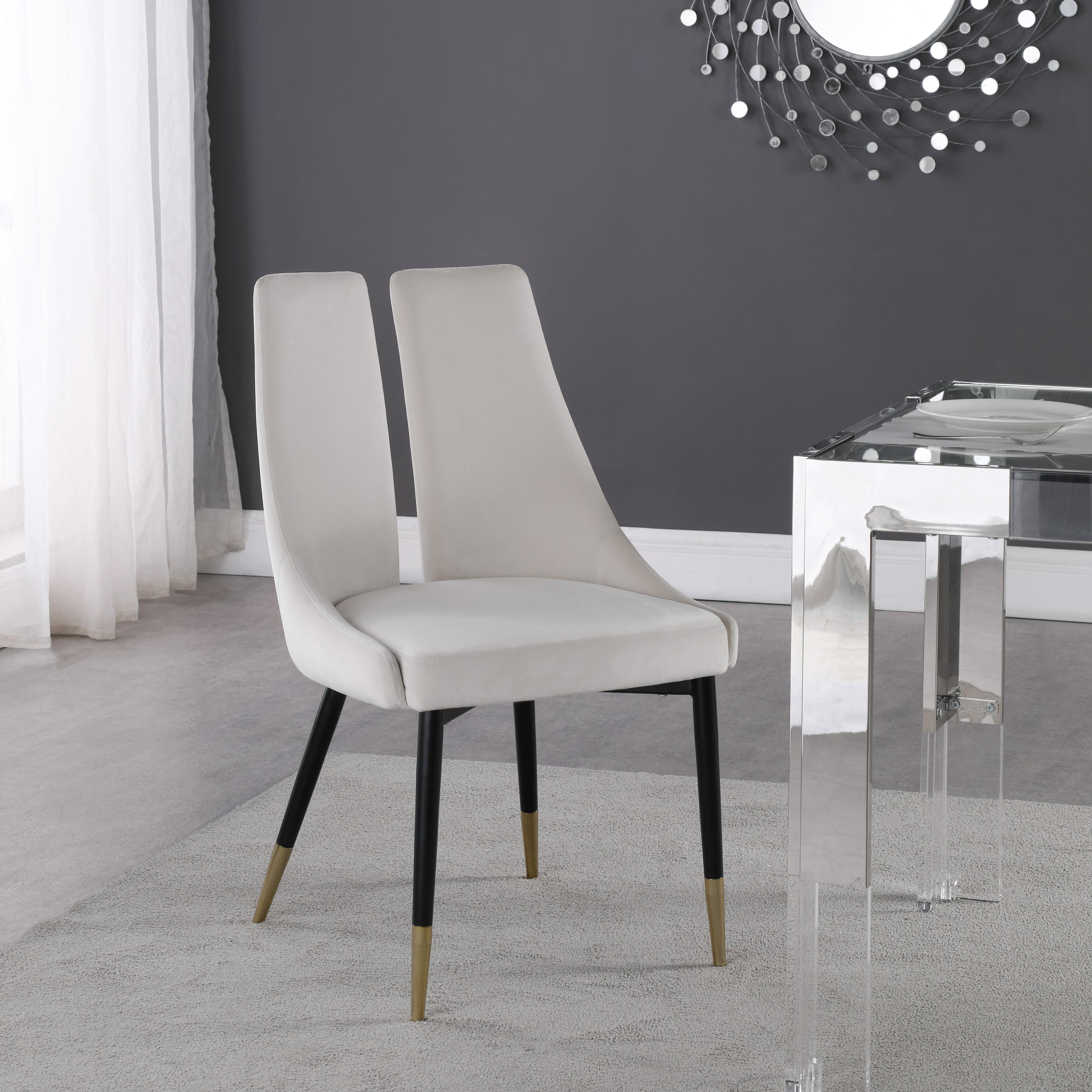 Meridian Sleek Cream Velvet Dining Chair