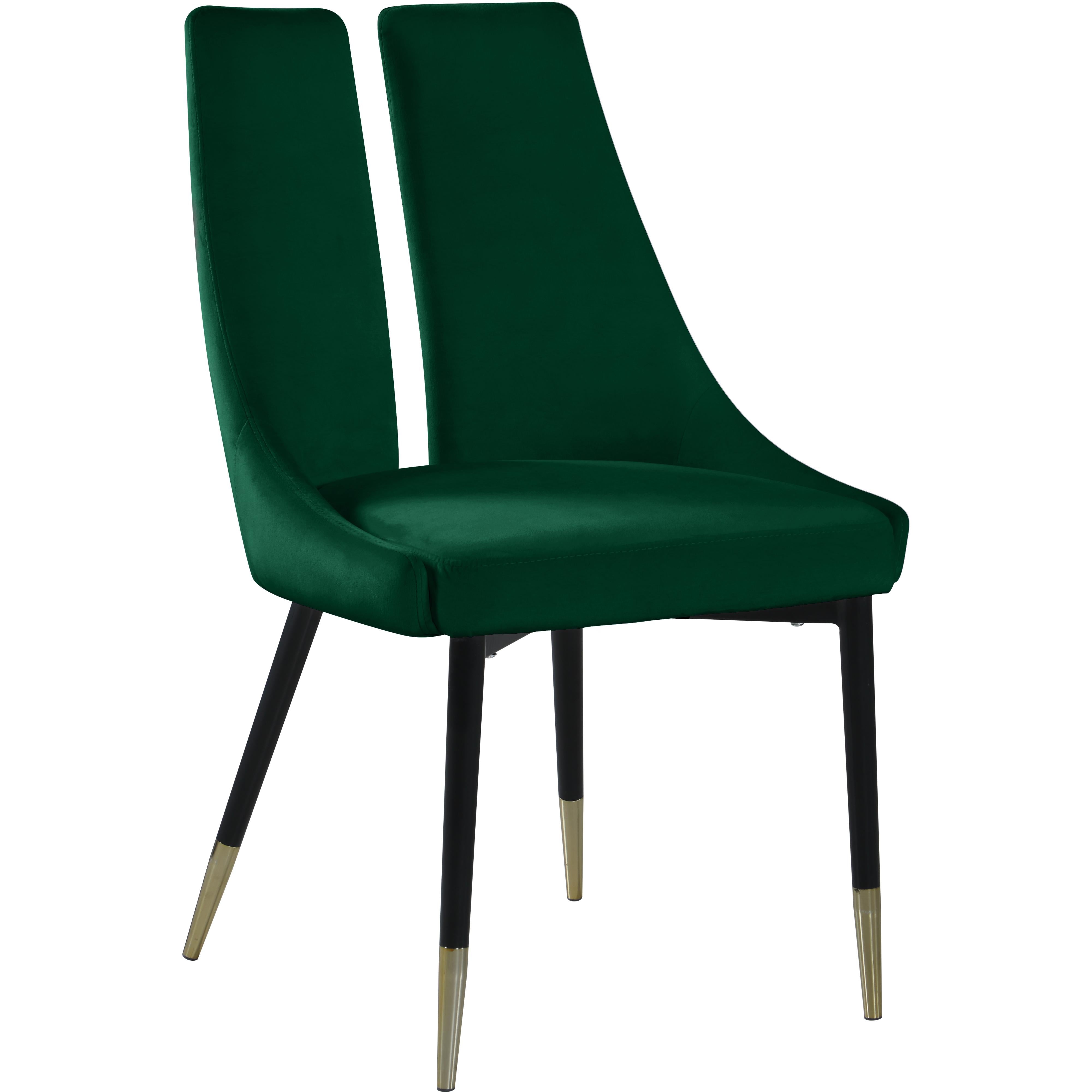 Meridian Sleek Green Velvet Dining Chair