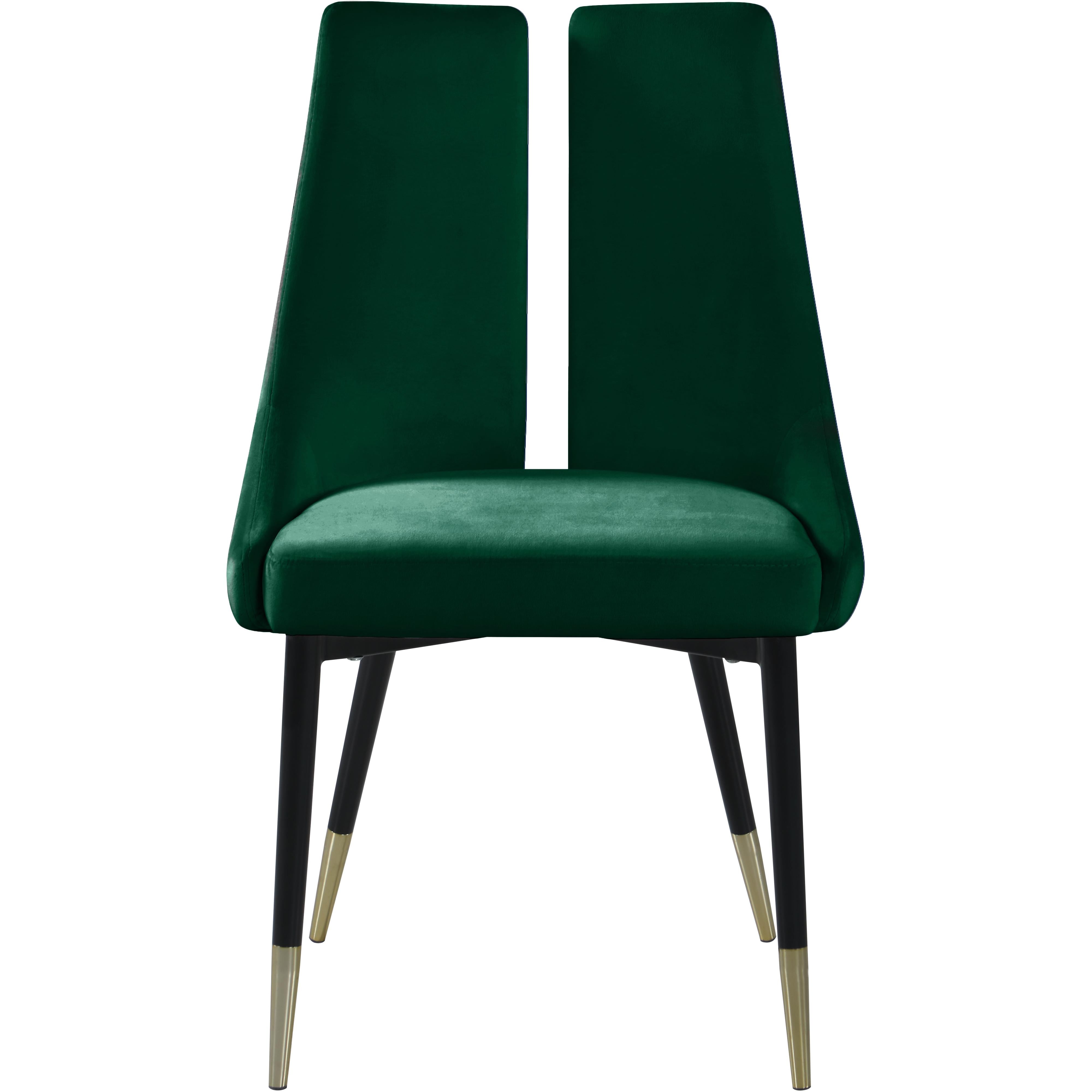 Meridian Sleek Green Velvet Dining Chair