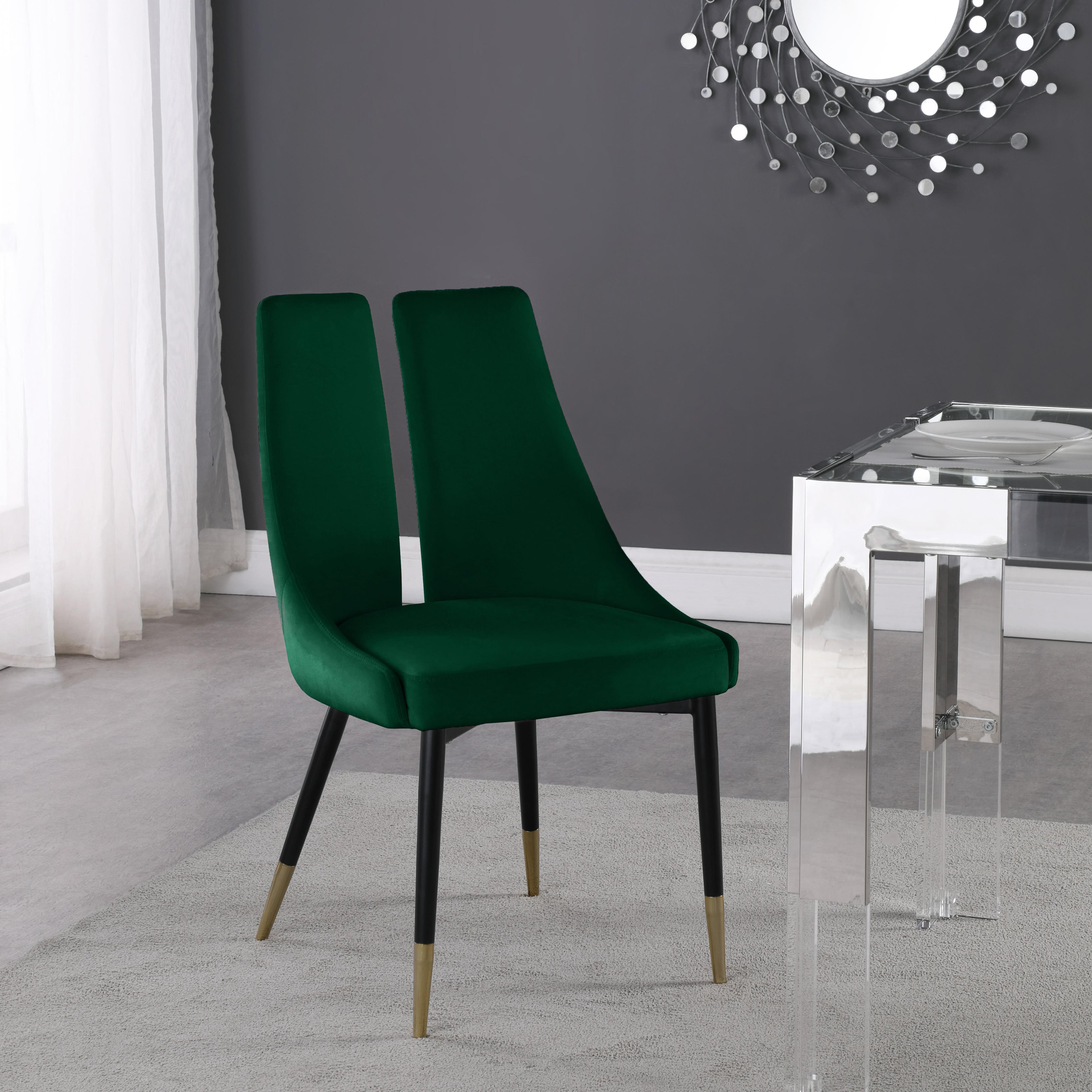 Meridian Sleek Green Velvet Dining Chair