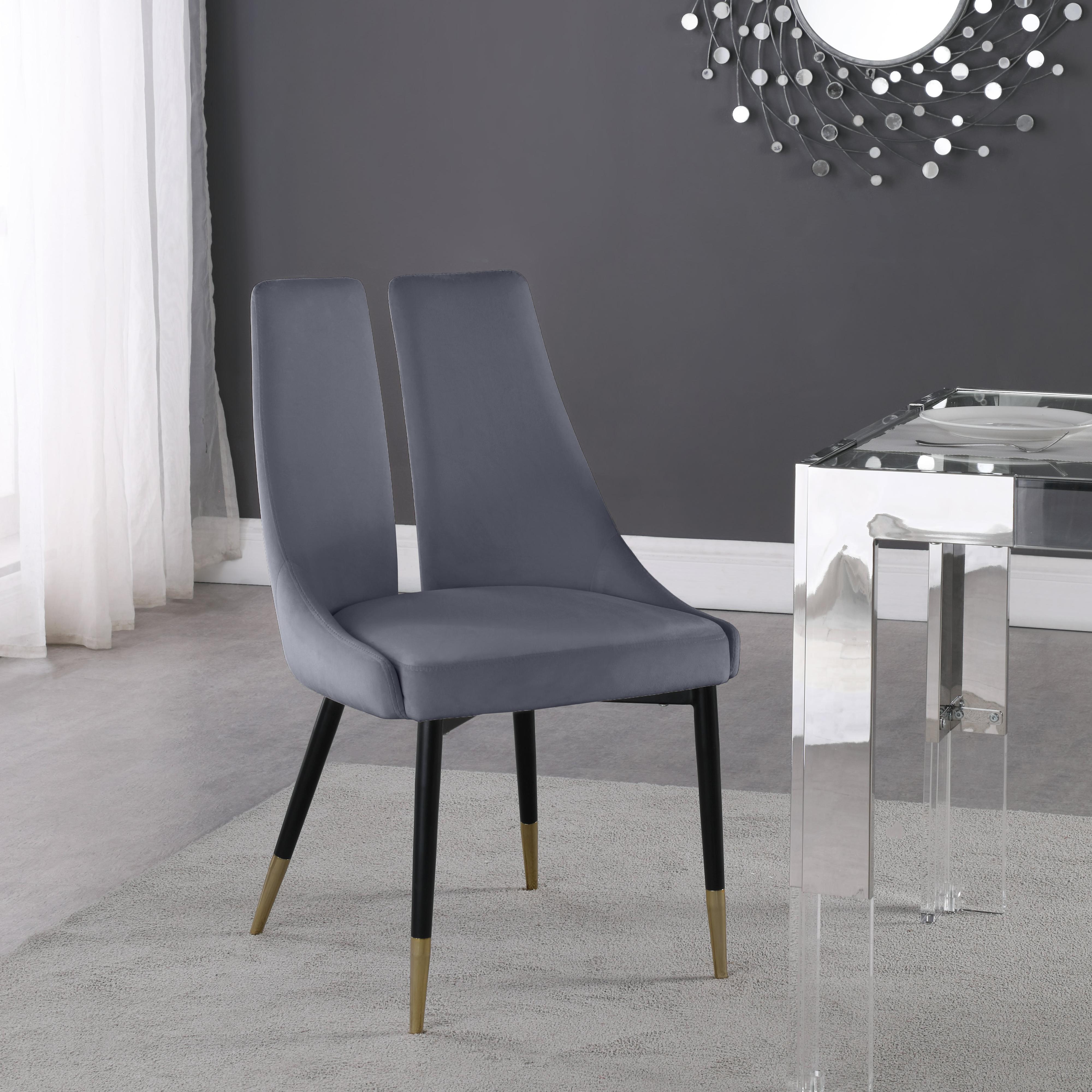 Meridian Sleek Grey Velvet Dining Chair