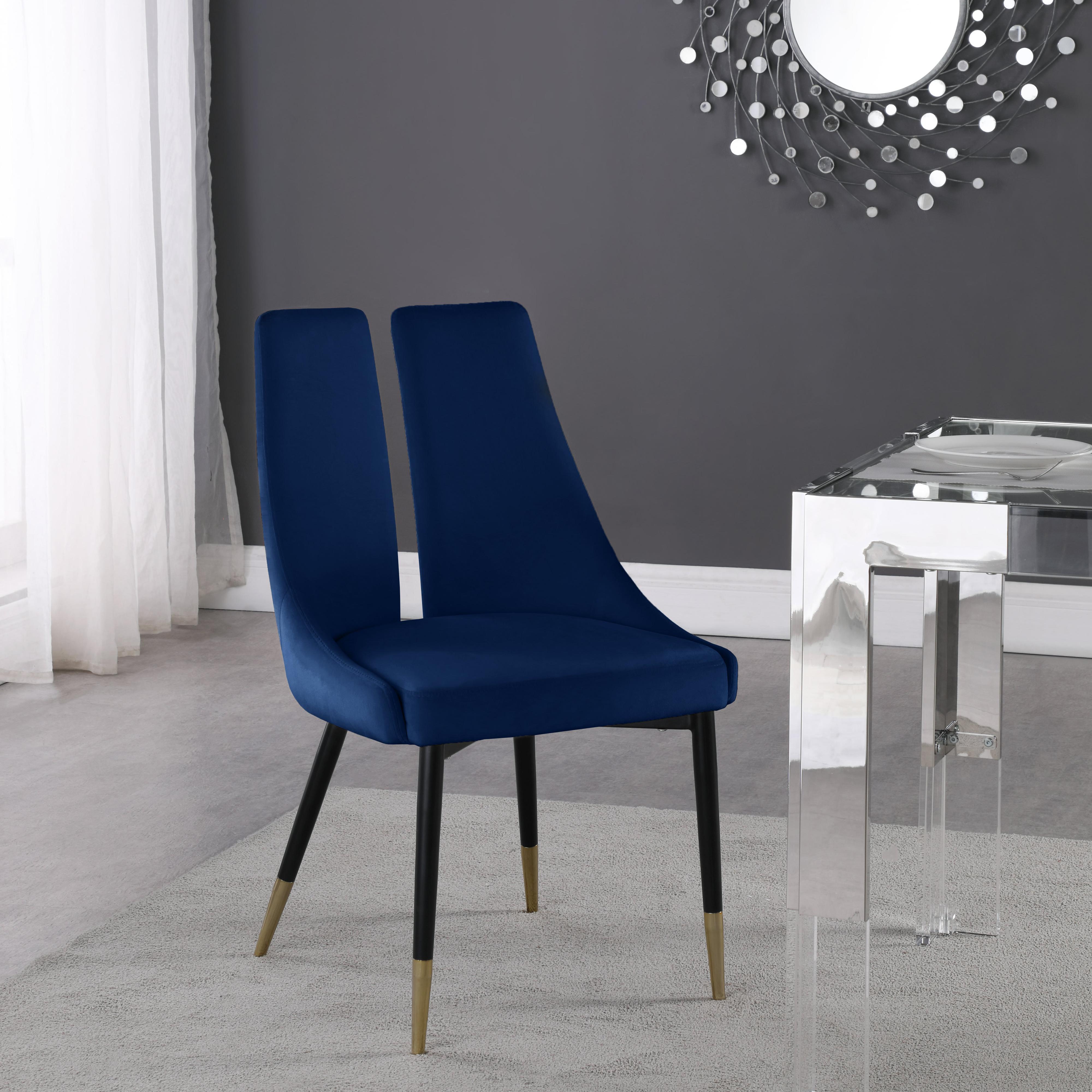 Meridian Sleek Navy Velvet Dining Chair