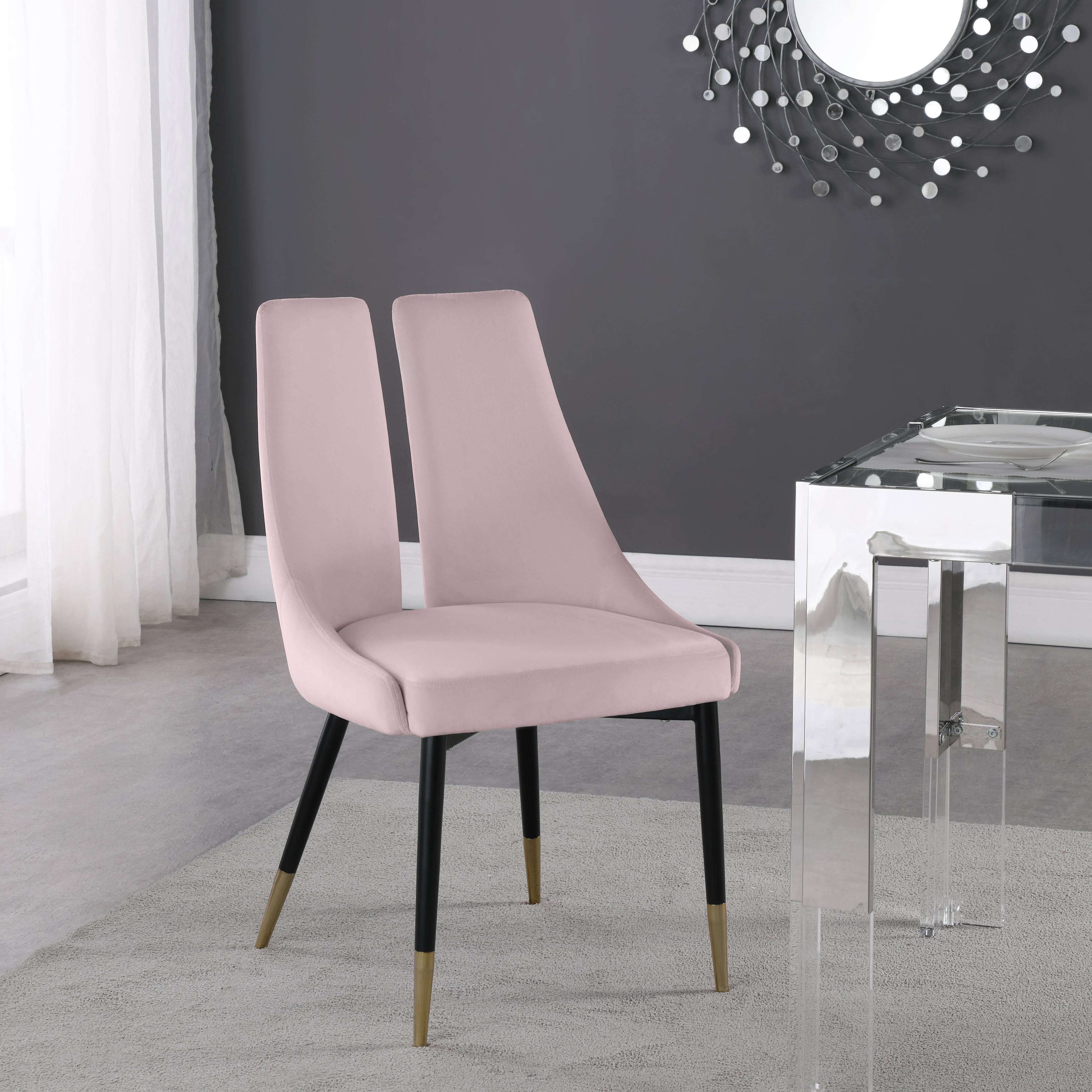 Meridian Sleek Pink Velvet Dining Chair