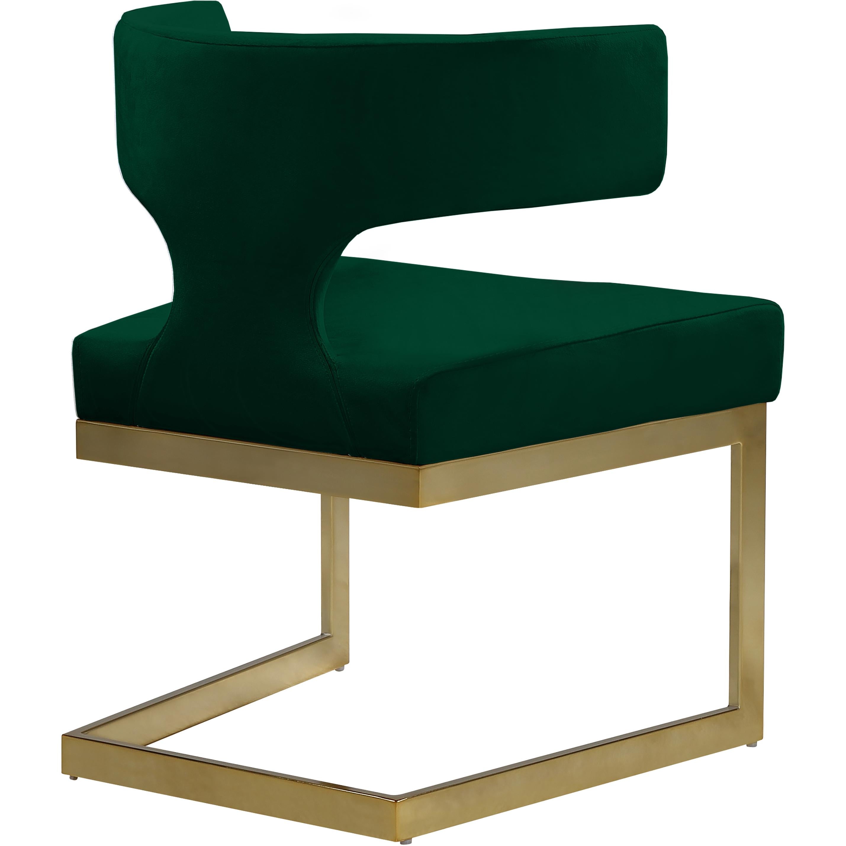 Meridian Alexandra Green Velvet Dining Chair