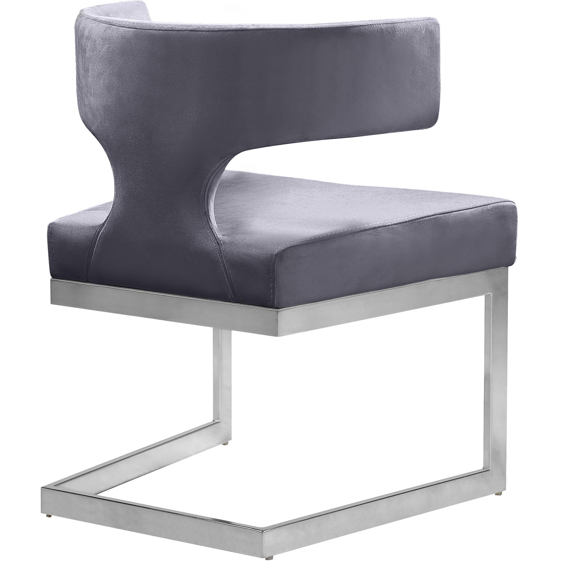 Meridian Alexandra Grey Velvet Dining Chair