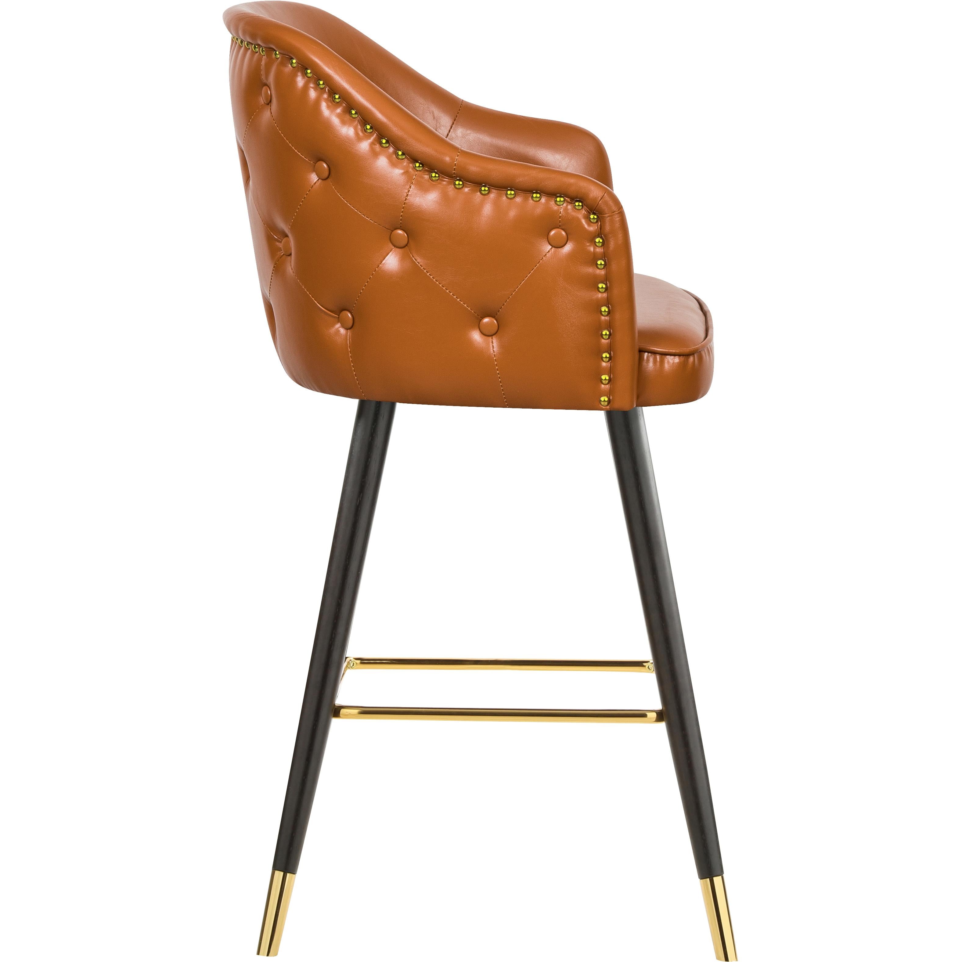 Meridian Barbosa Cognac Vegan Leather Counter/Bar Stool