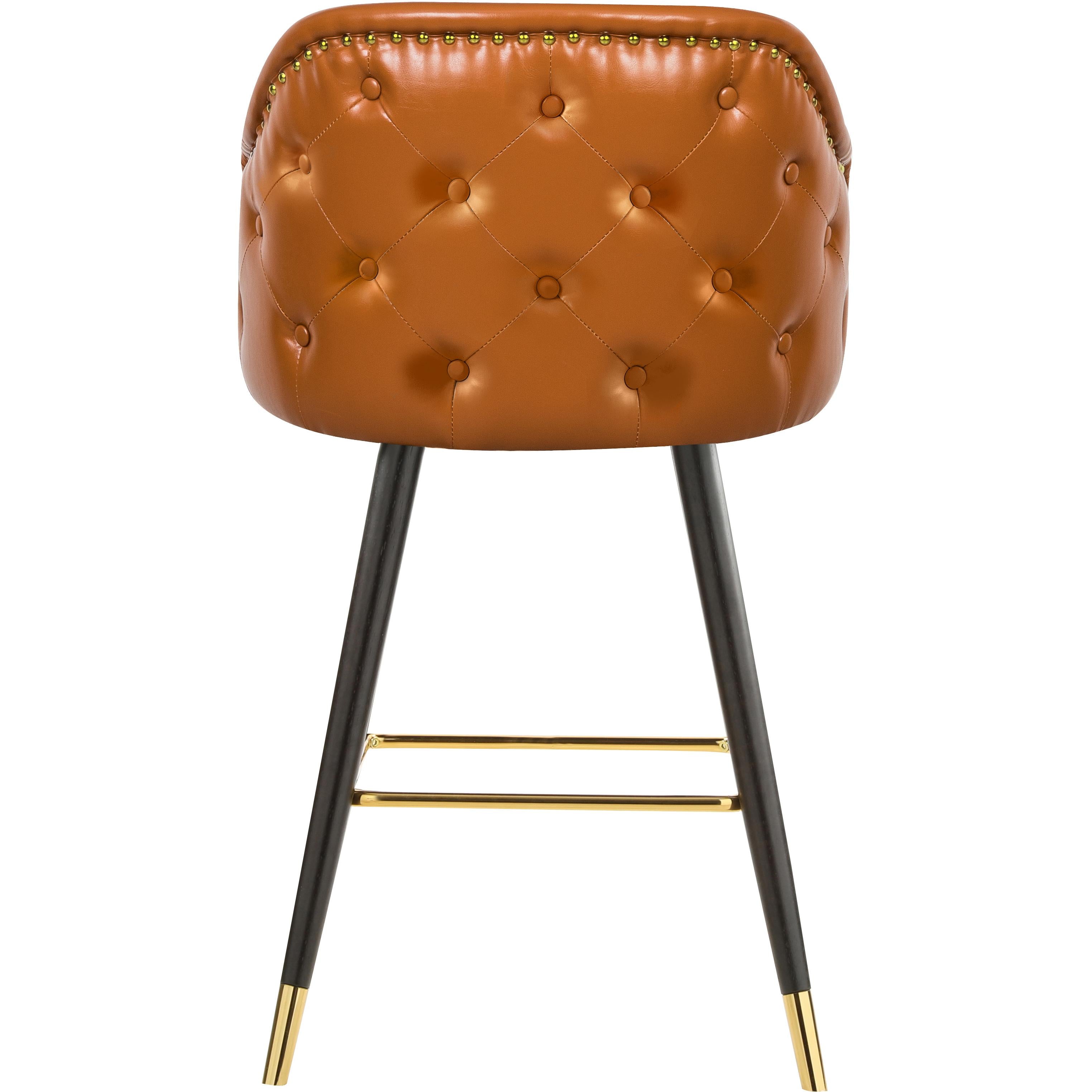 Meridian Barbosa Cognac Vegan Leather Counter/Bar Stool