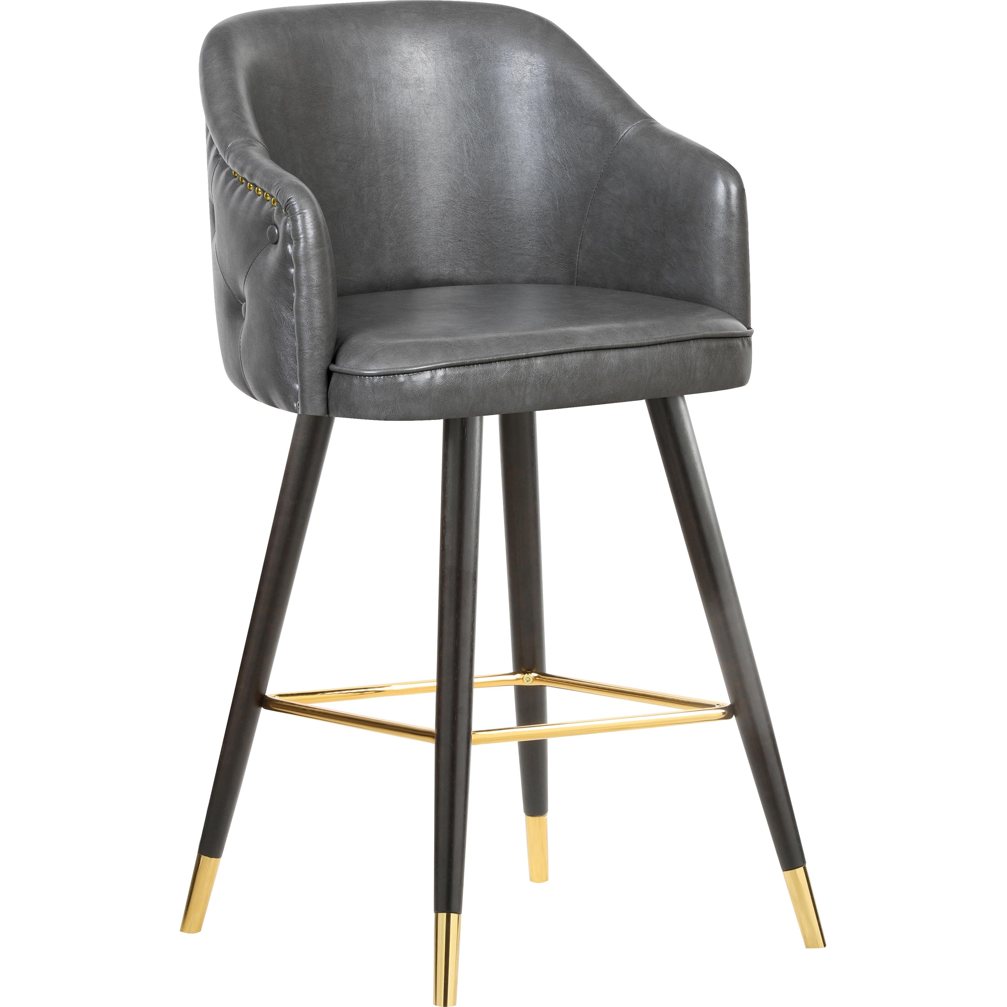 Meridian Barbosa Grey Vegan Leather Counter/Bar Stool