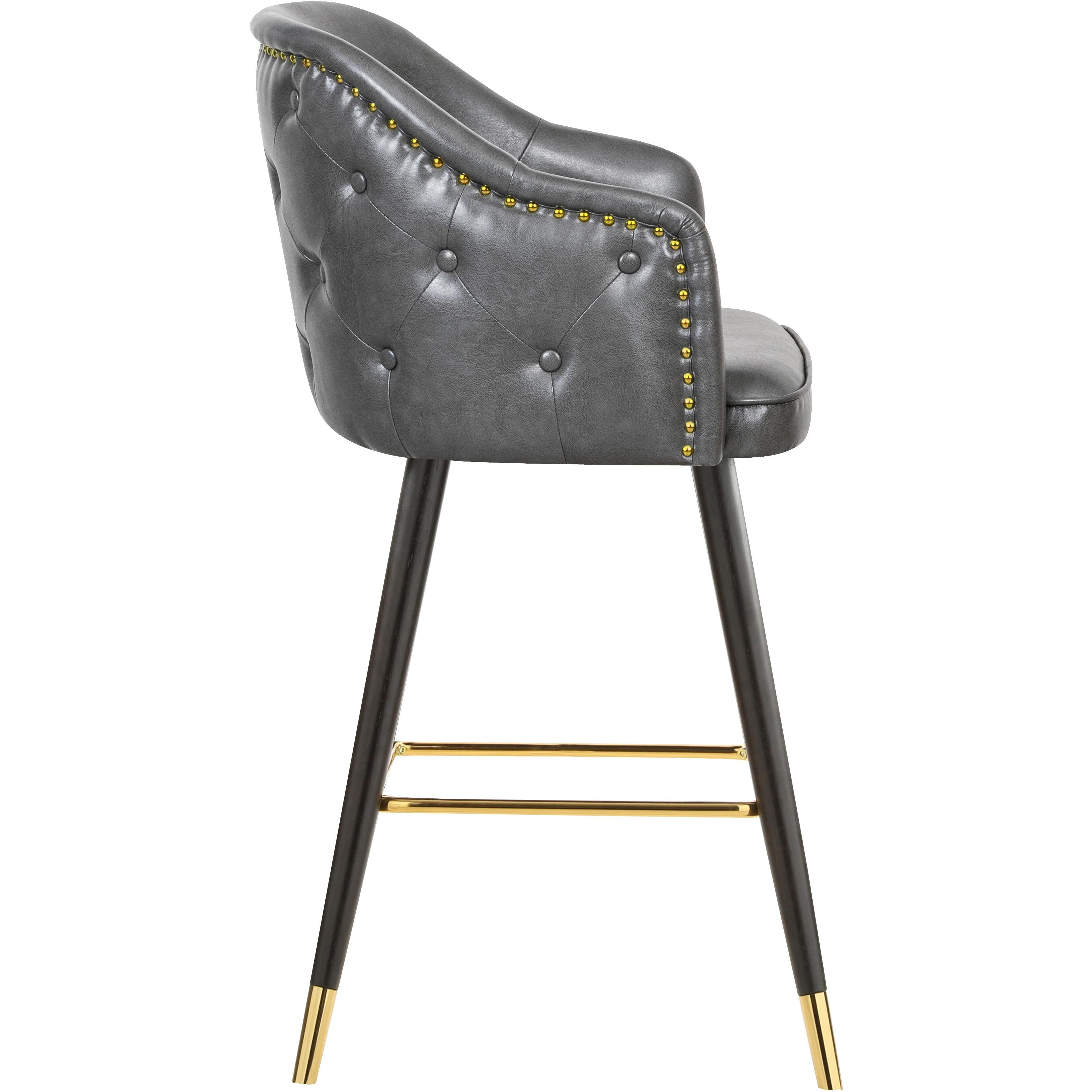 Meridian Barbosa Grey Vegan Leather Counter/Bar Stool