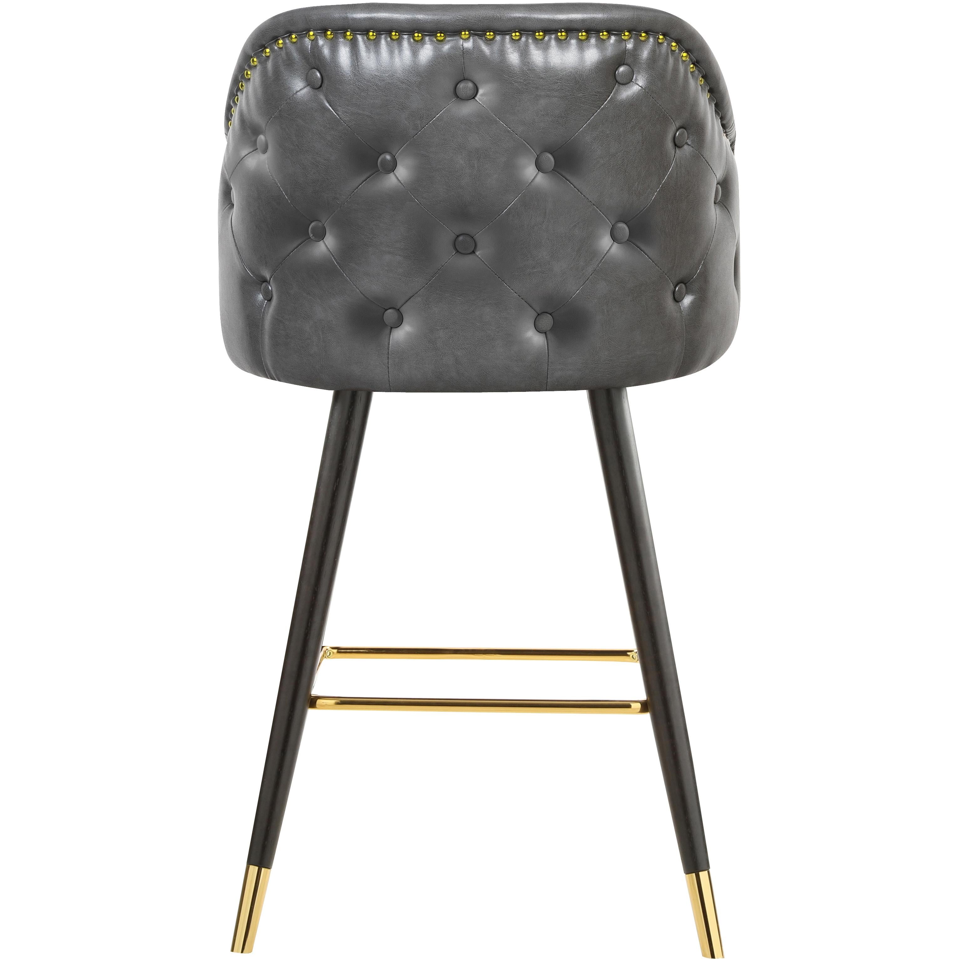 Meridian Barbosa Grey Vegan Leather Counter/Bar Stool