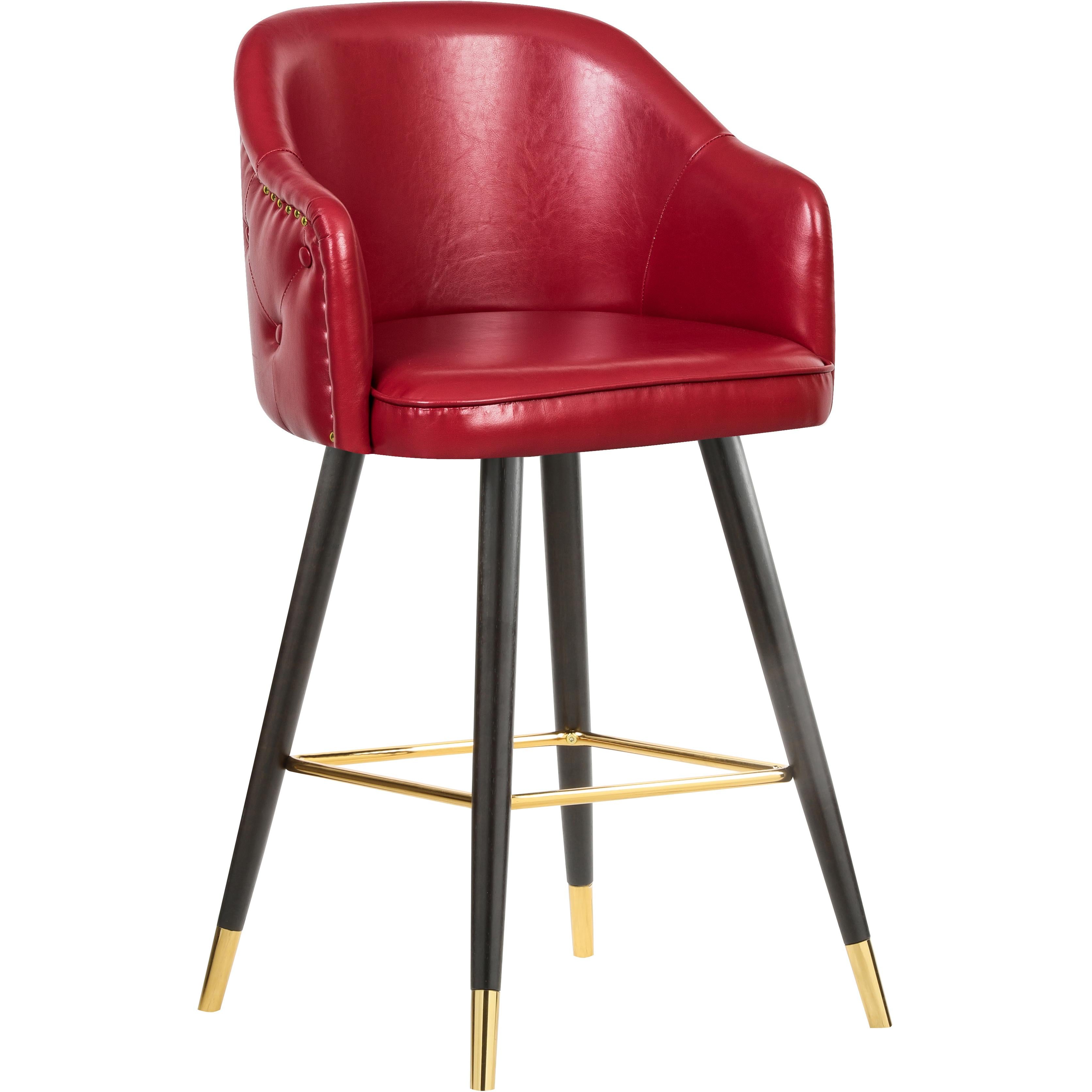 Meridian Barbosa Red Vegan Leather Counter/Bar Stool