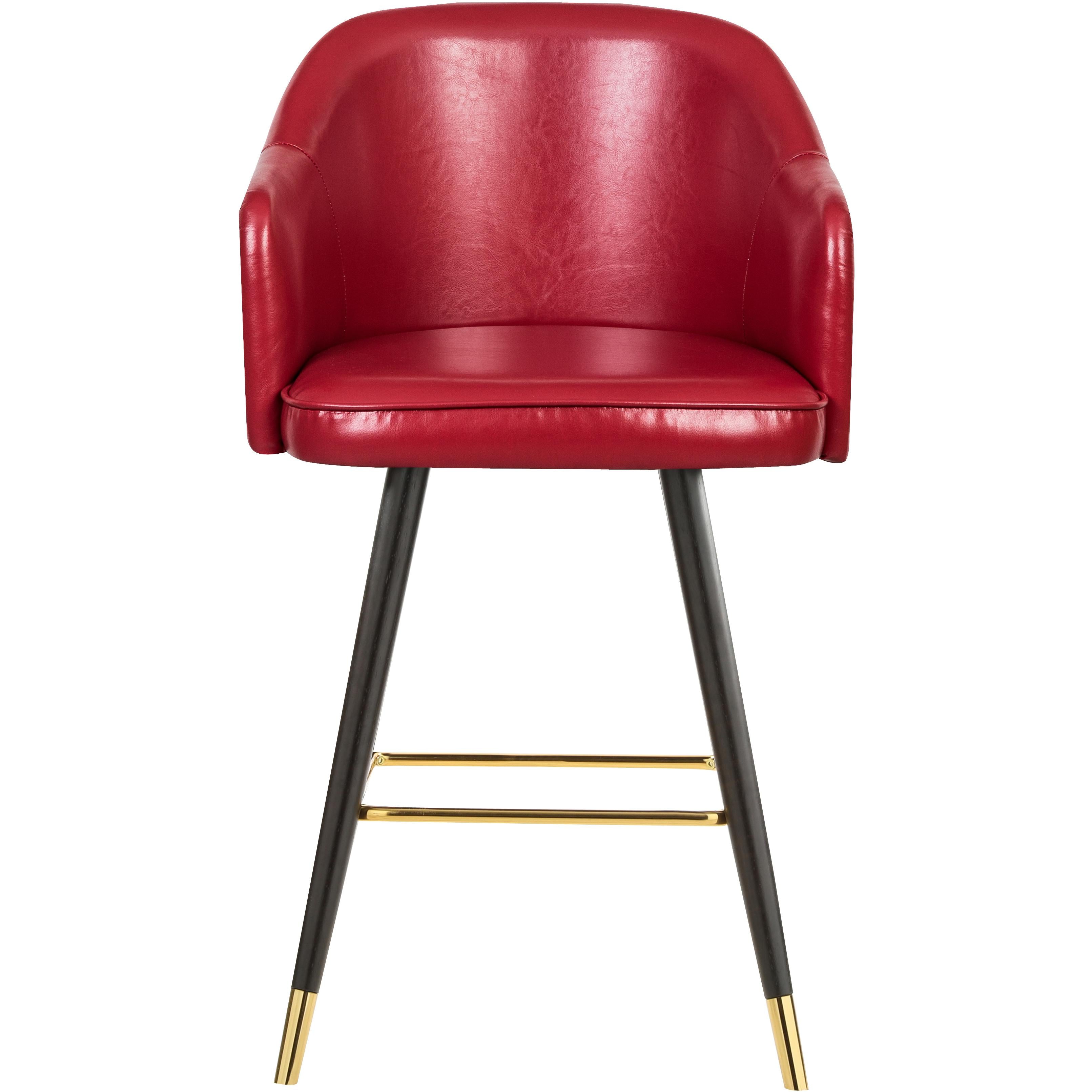 Meridian Barbosa Red Vegan Leather Counter/Bar Stool