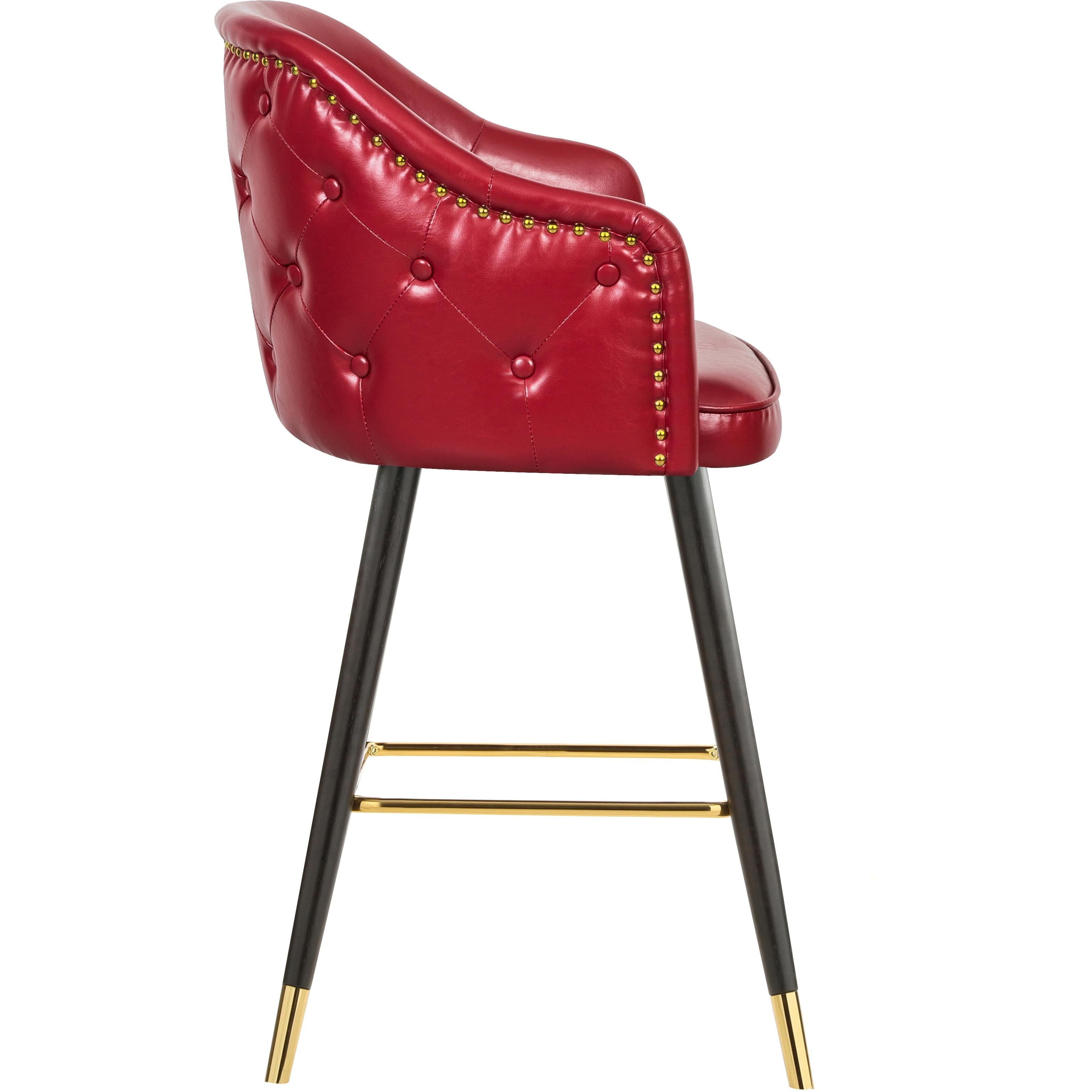 Meridian Barbosa Red Vegan Leather Counter/Bar Stool