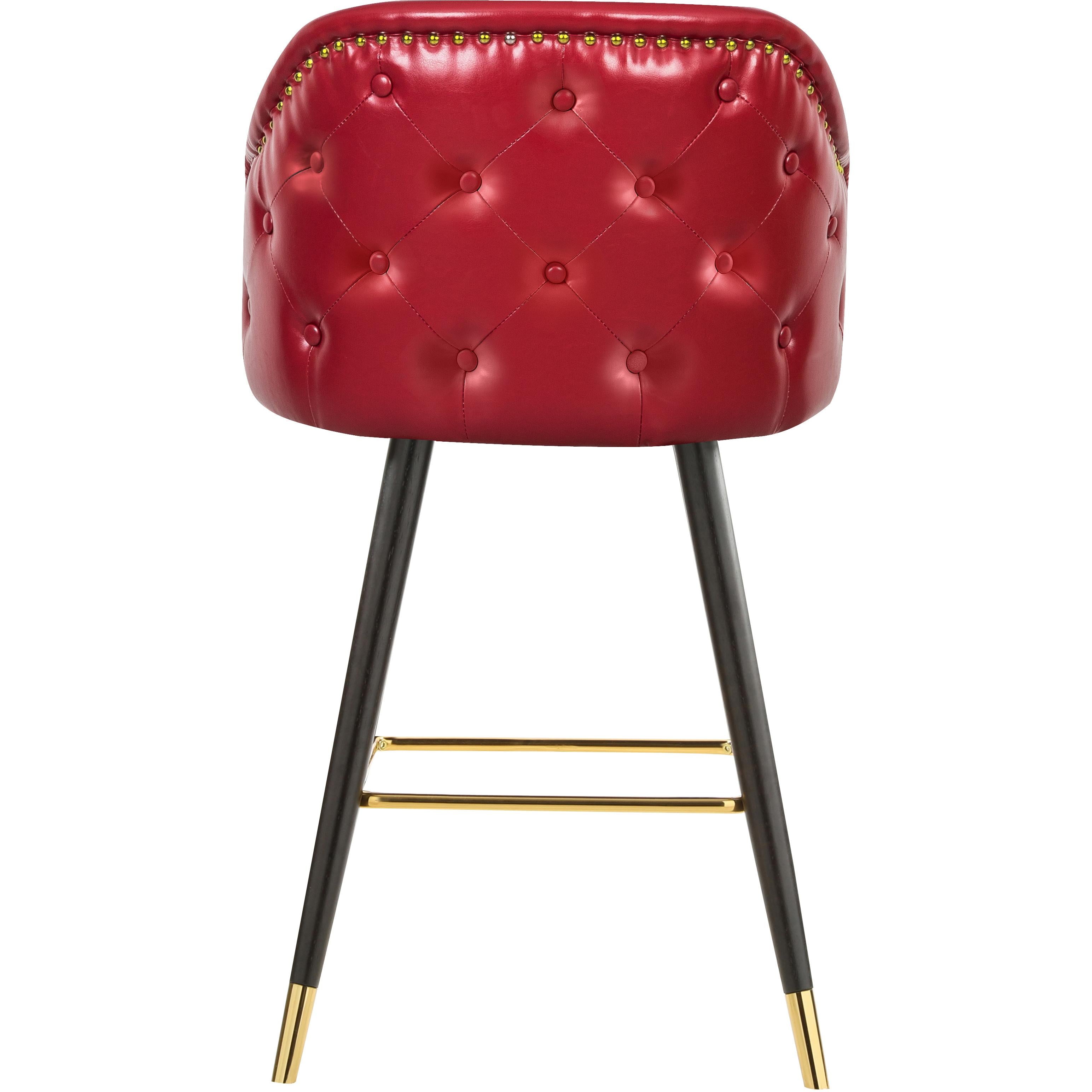 Meridian Barbosa Red Vegan Leather Counter/Bar Stool