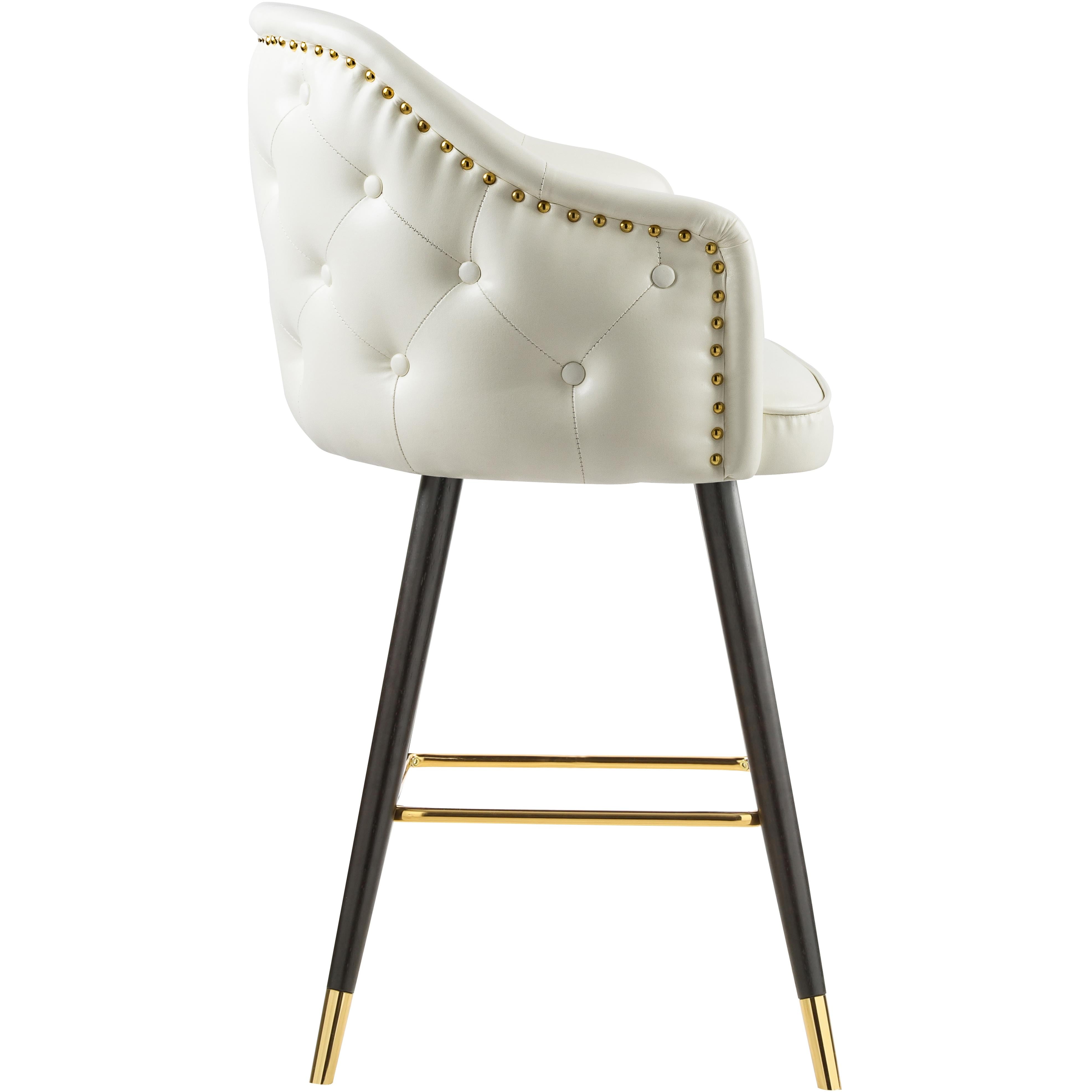 Meridian Barbosa White Vegan Leather Counter/Bar Stool