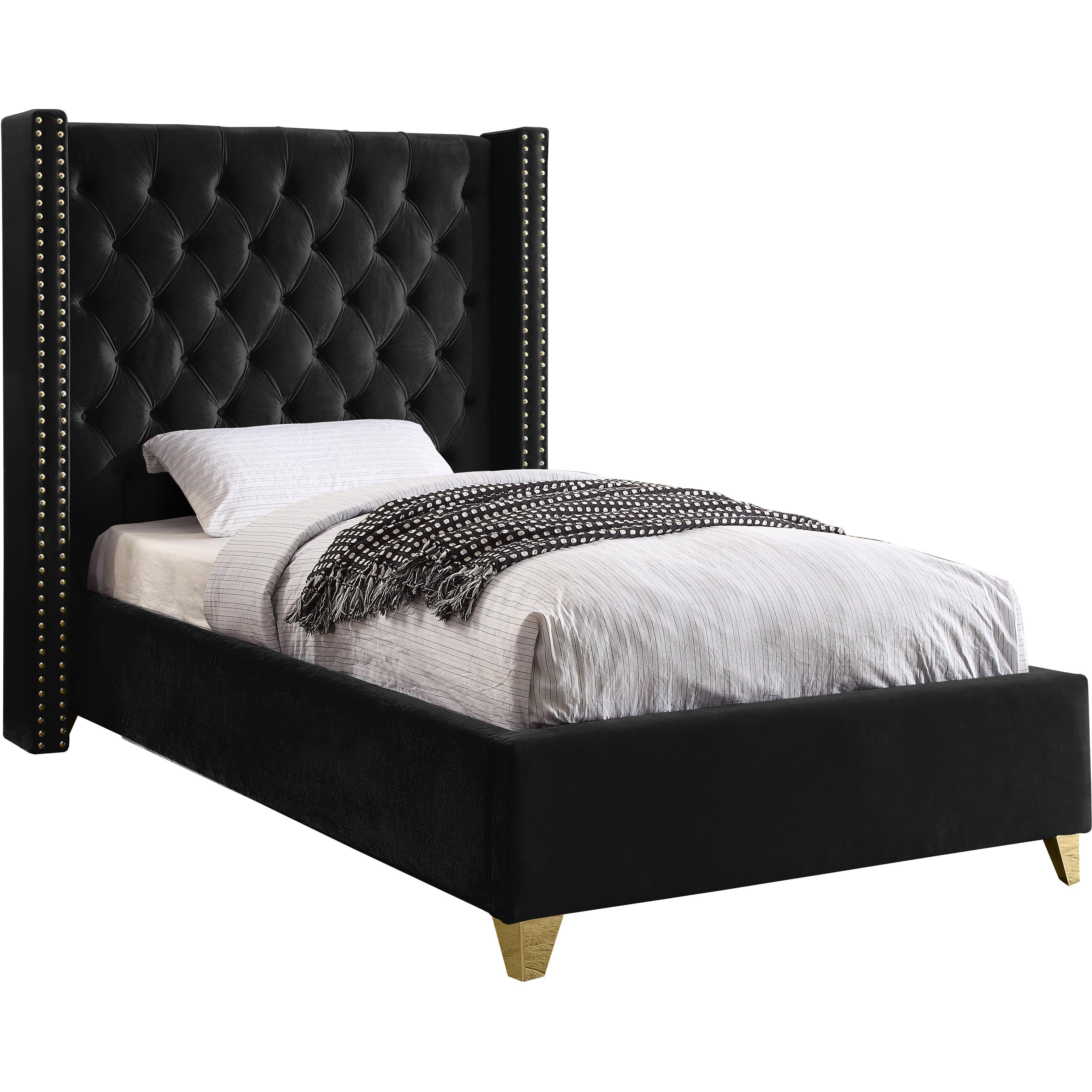 Meridian Barolo Black Velvet Twin Bed