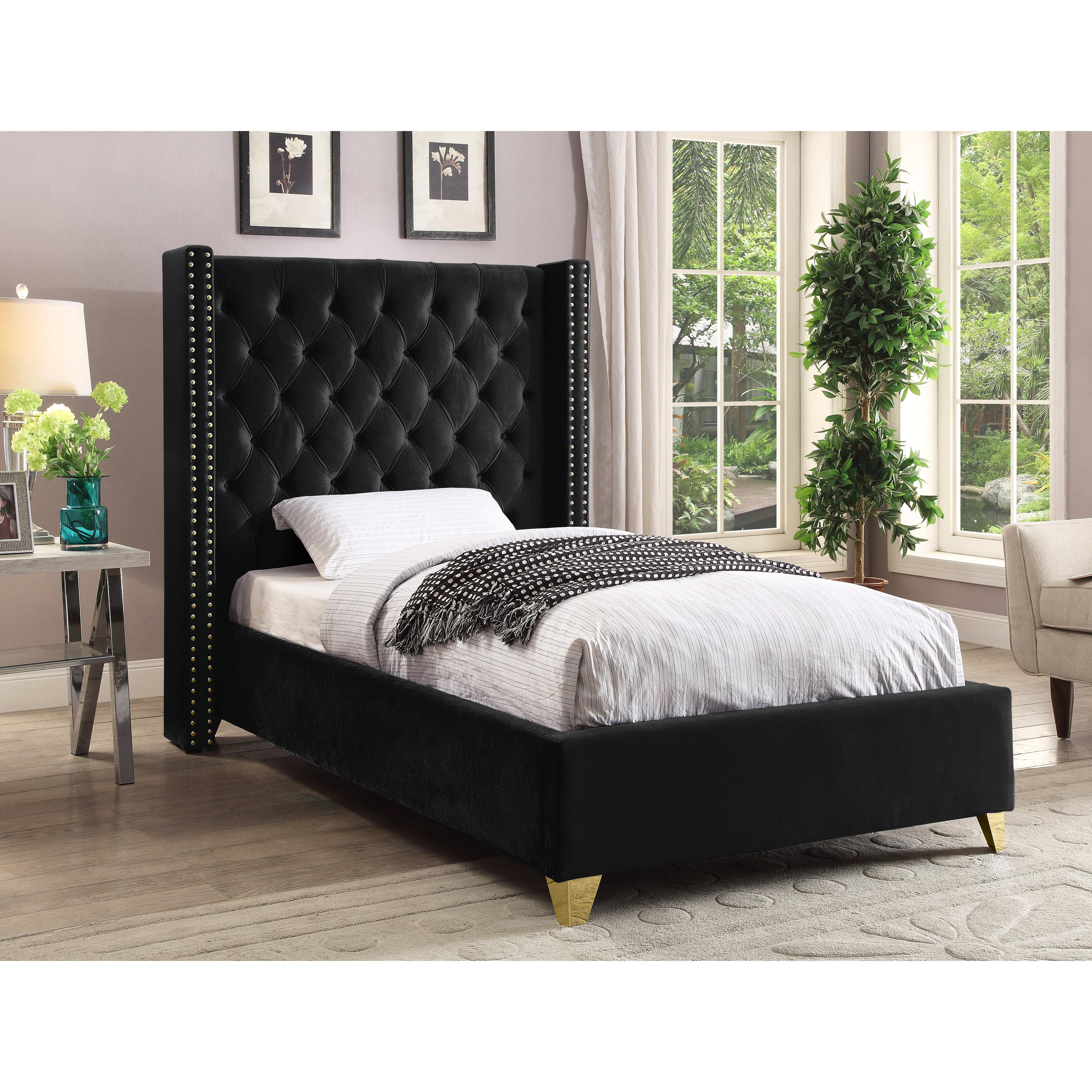 Meridian Barolo Black Velvet Twin Bed