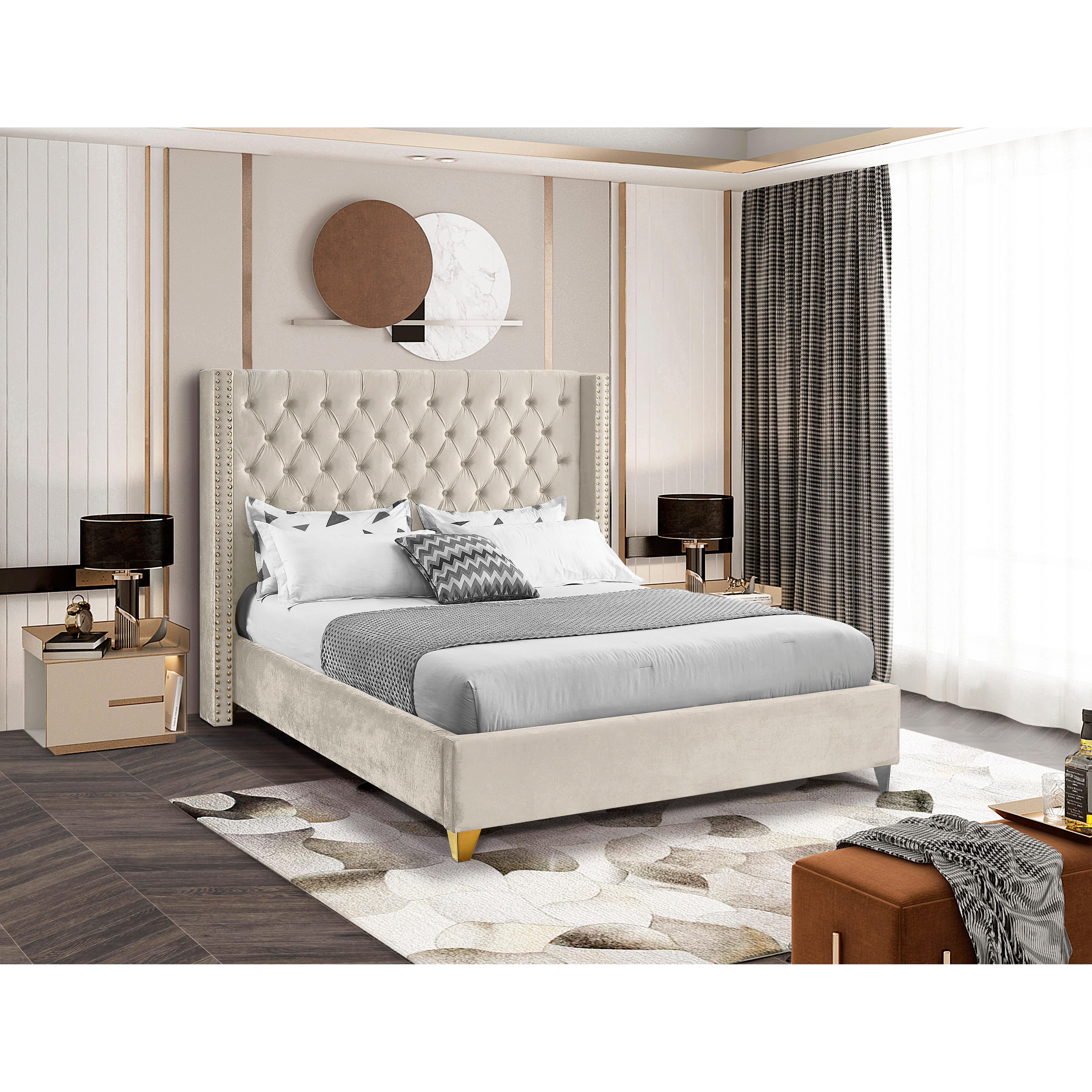 Meridian Barolo Cream Velvet Full Bed