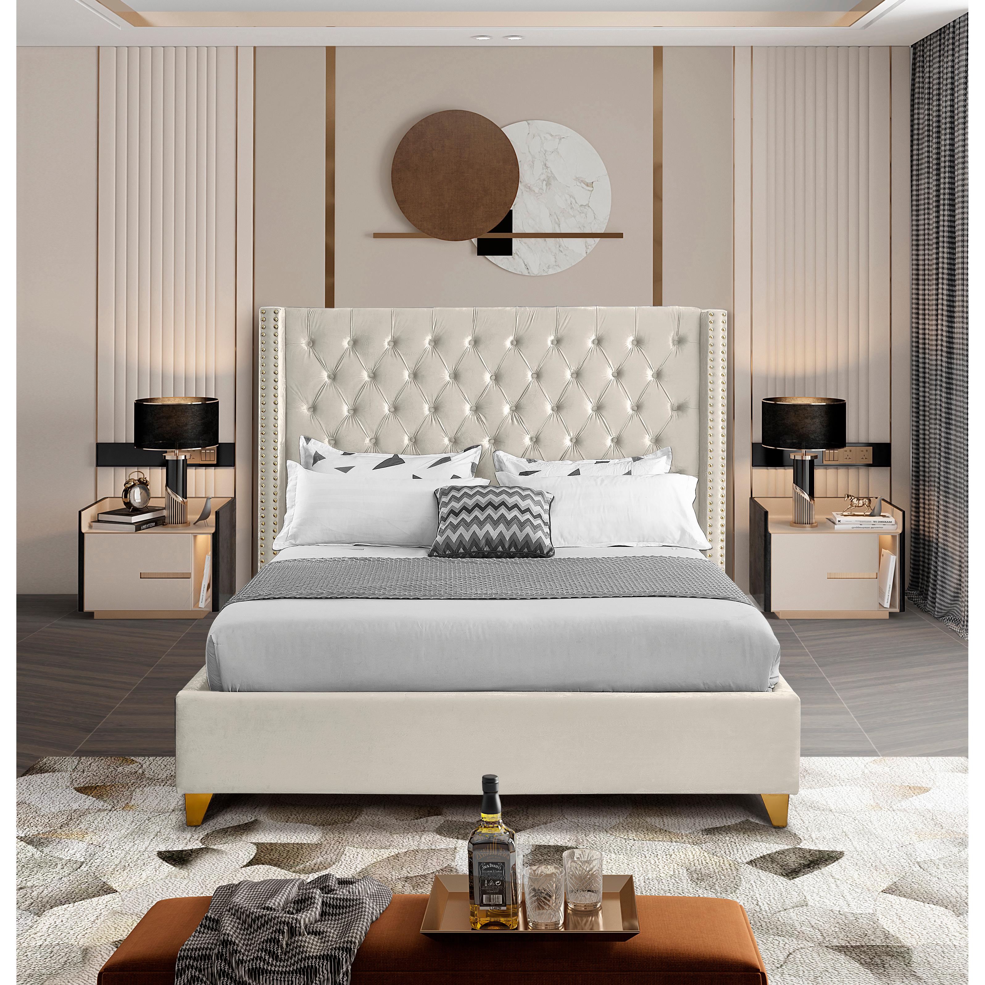 Meridian Barolo Cream Velvet Twin Bed