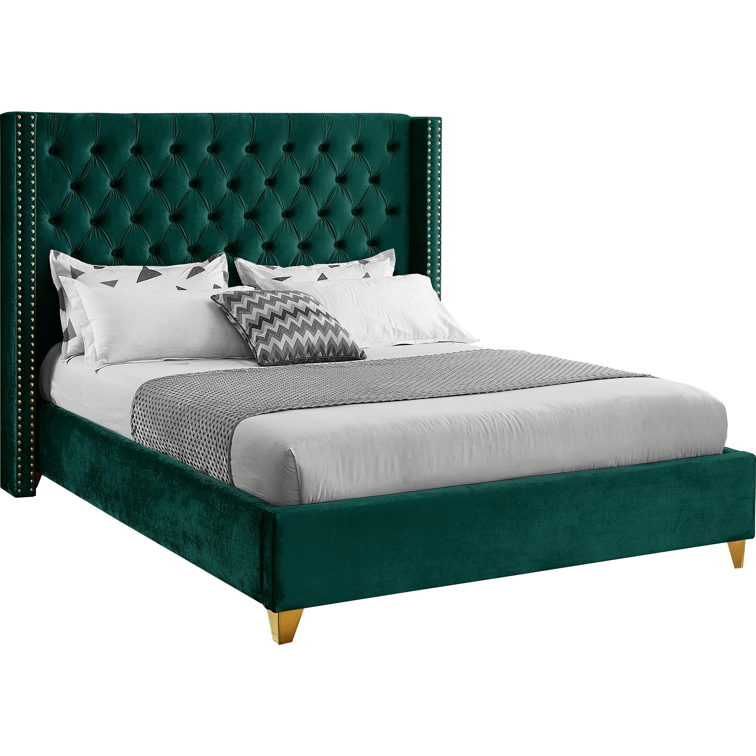 Meridian Barolo Green Velvet Full Bed