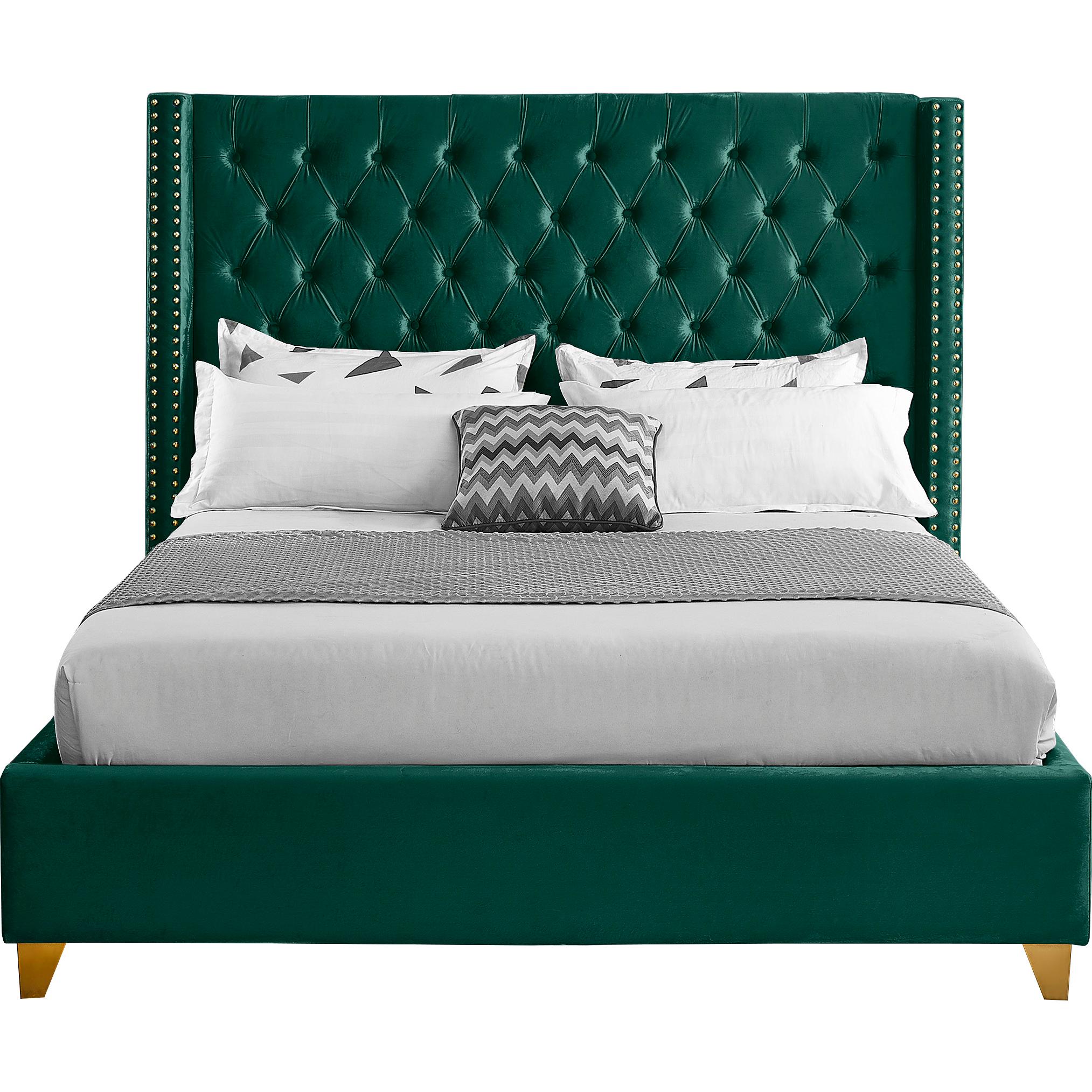 Meridian Barolo Green Velvet Full Bed