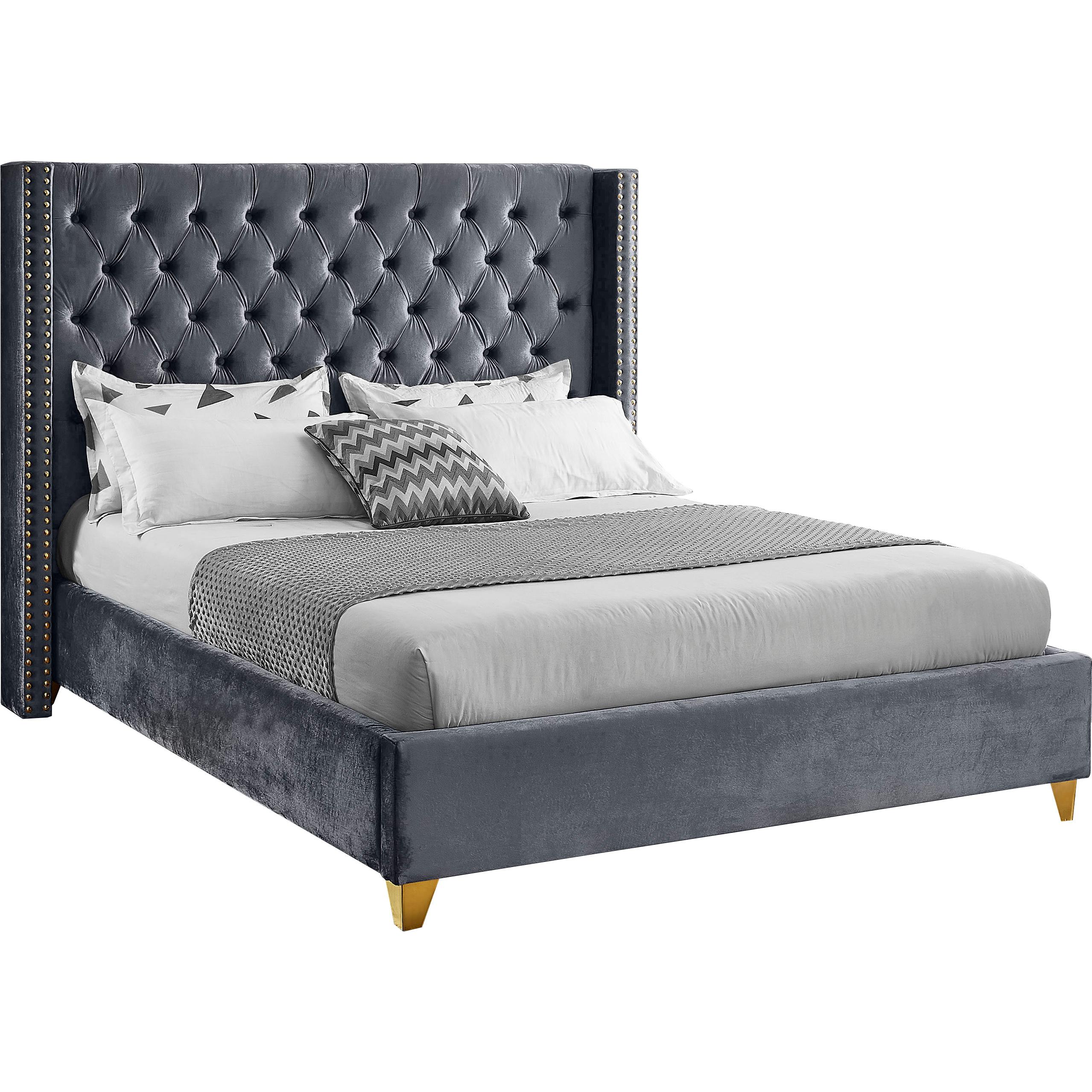 Meridian Barolo Grey Velvet Full Bed