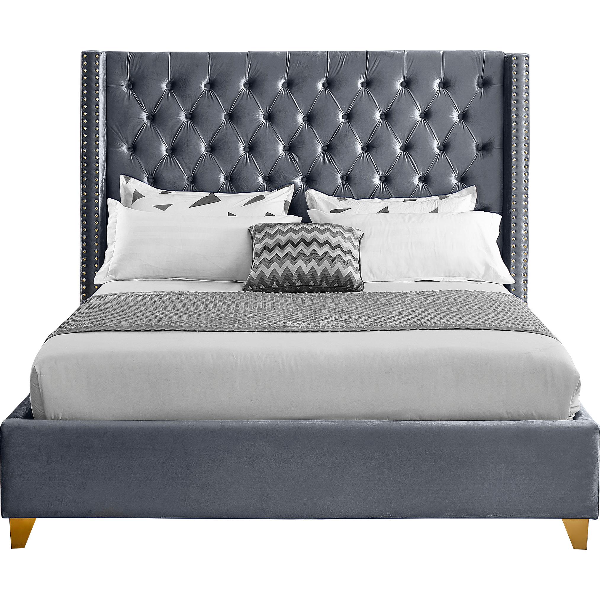 Meridian Barolo Grey Velvet Full Bed