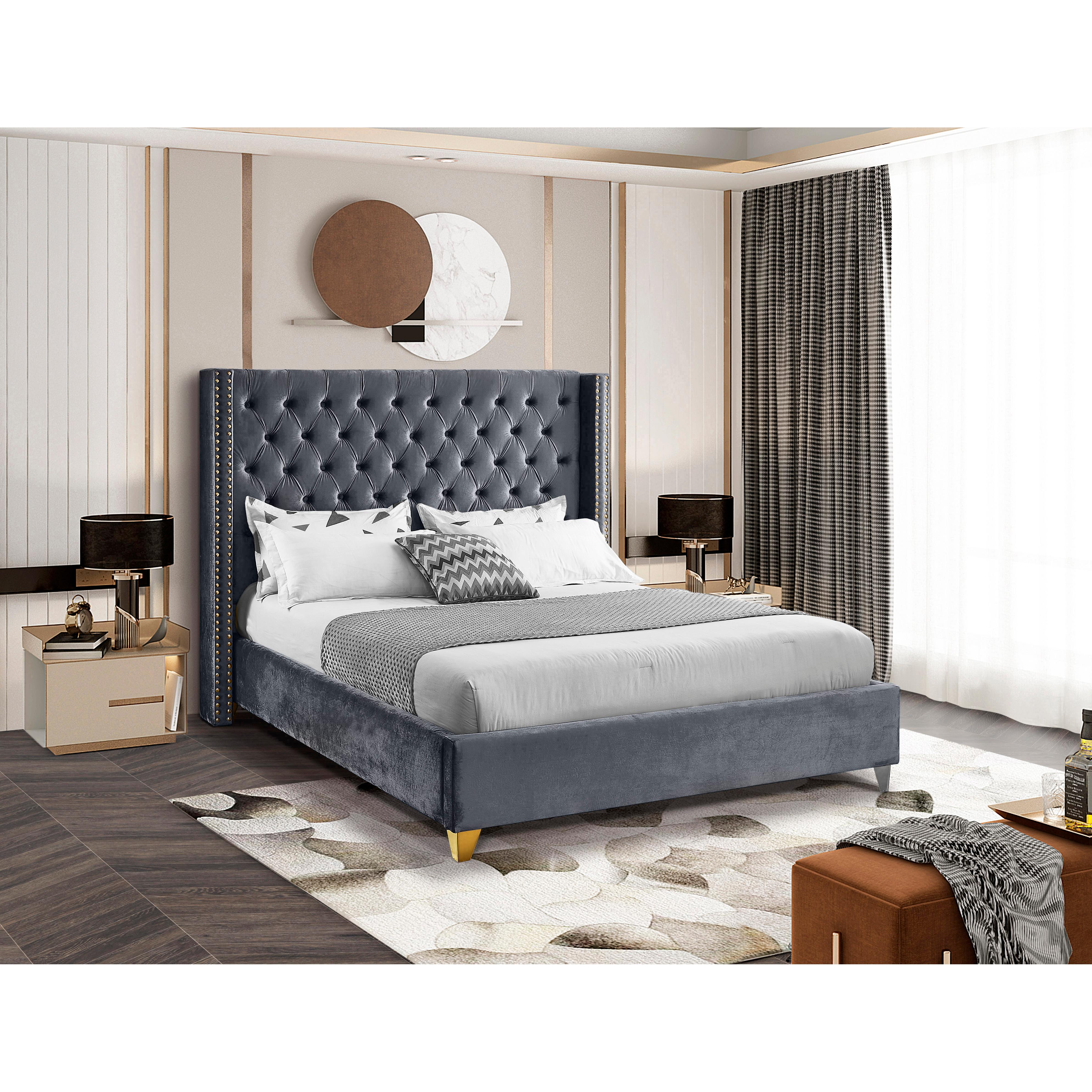 Meridian Barolo Grey Velvet Full Bed