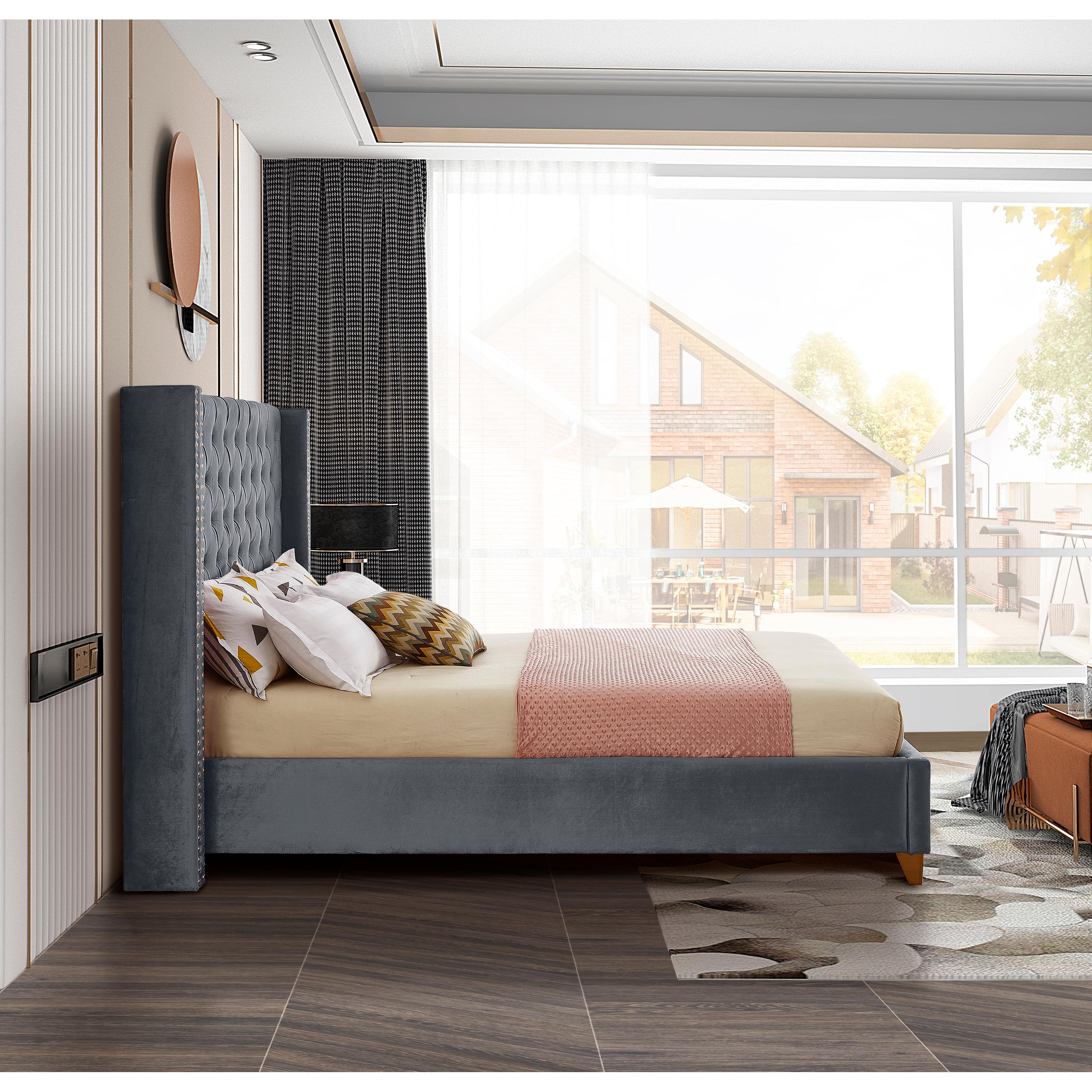 Meridian Barolo Grey Velvet Full Bed