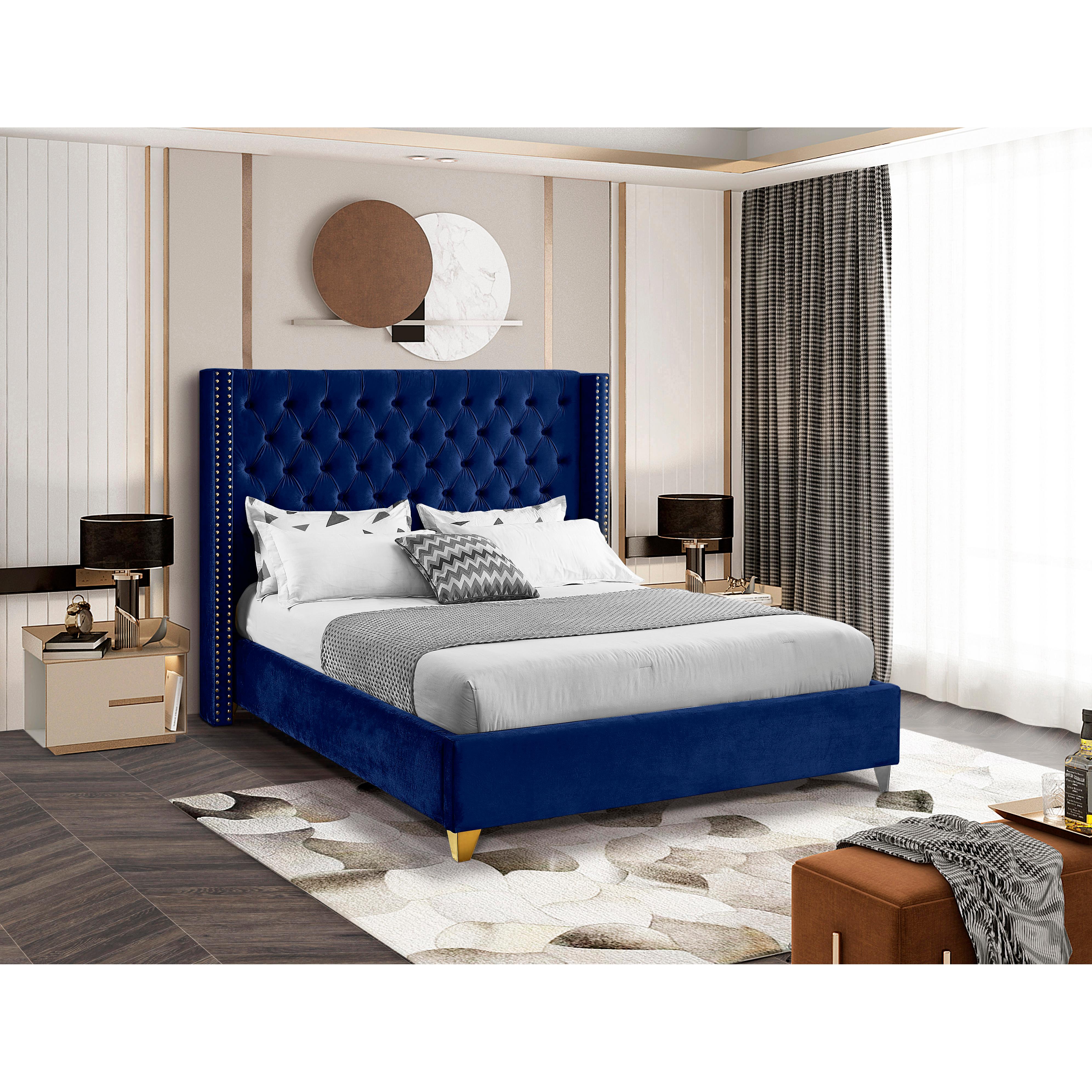 Meridian Barolo Navy Velvet Full Bed