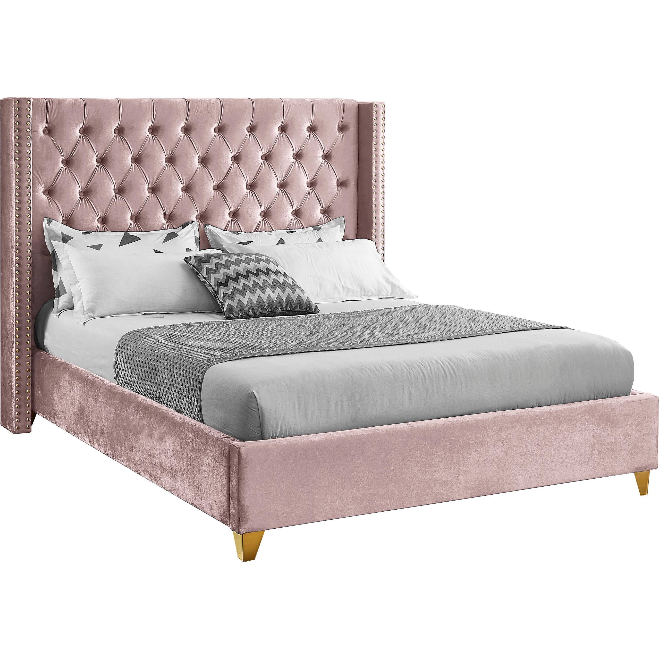 Meridian Barolo Pink Velvet Full Bed