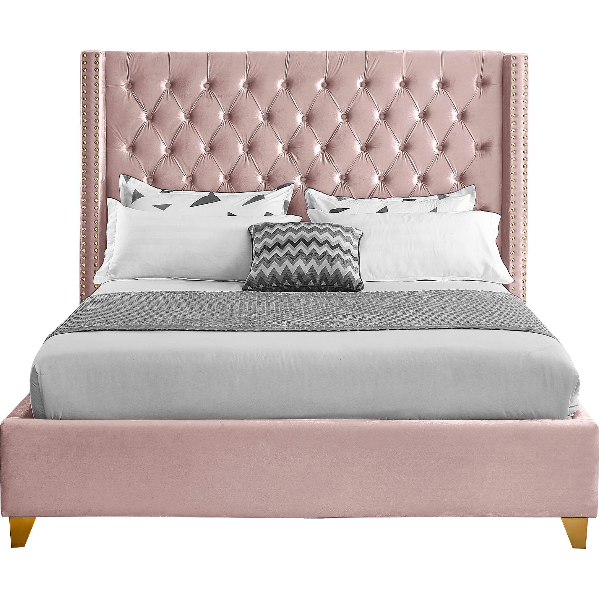 Meridian Barolo Pink Velvet Full Bed