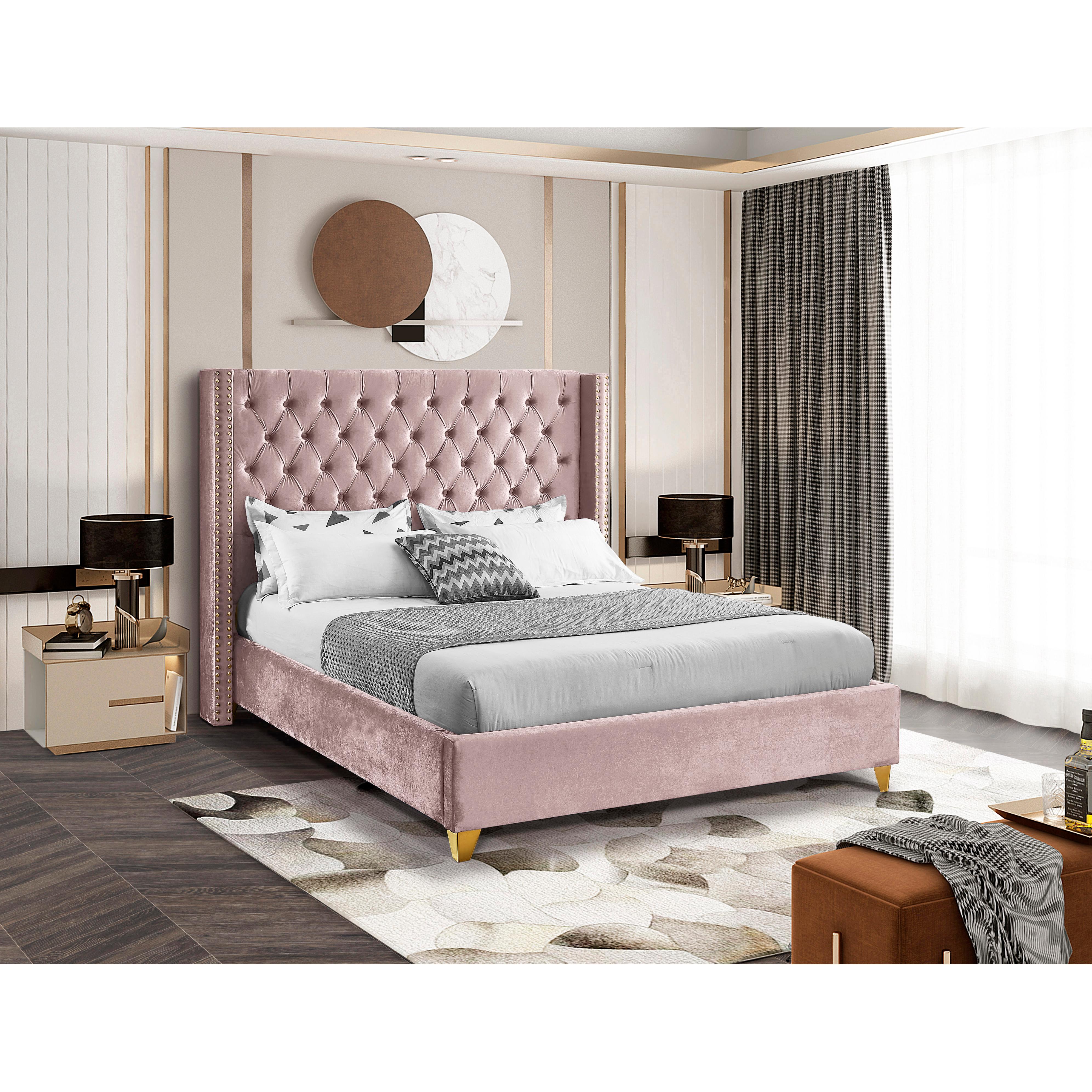 Meridian Barolo Pink Velvet Full Bed