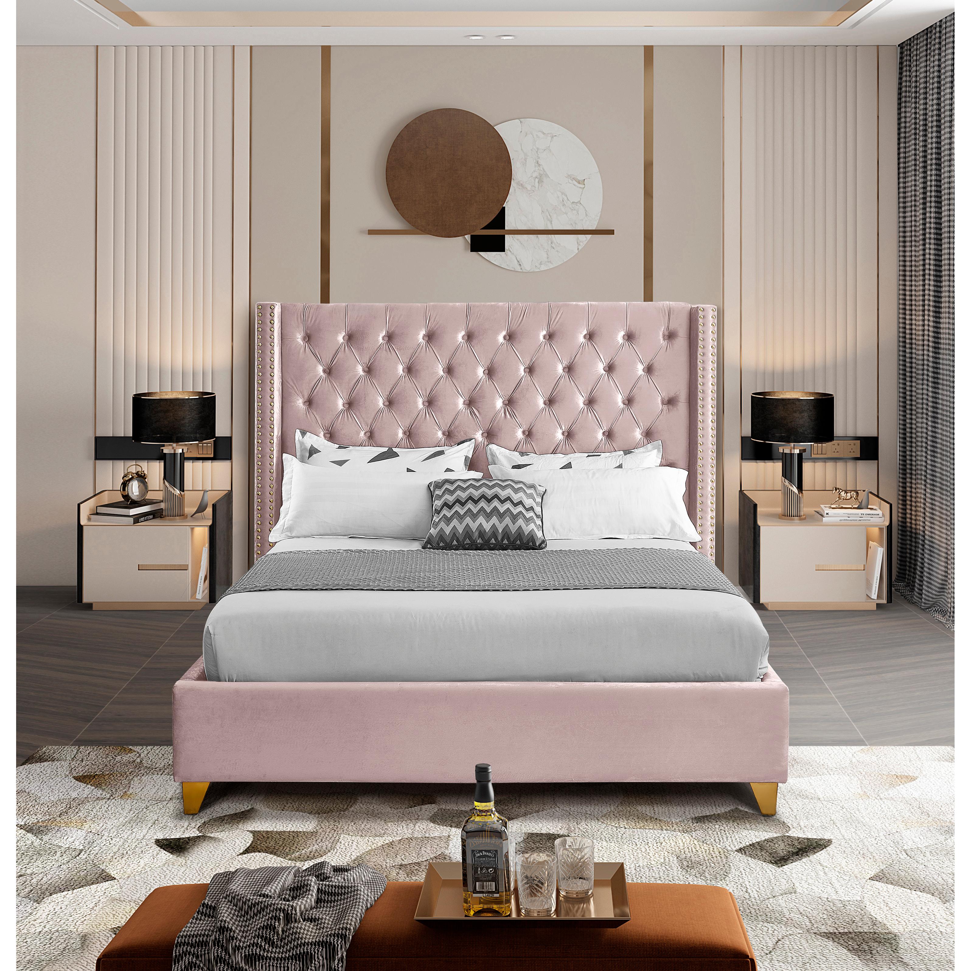 Meridian Barolo Pink Velvet Full Bed