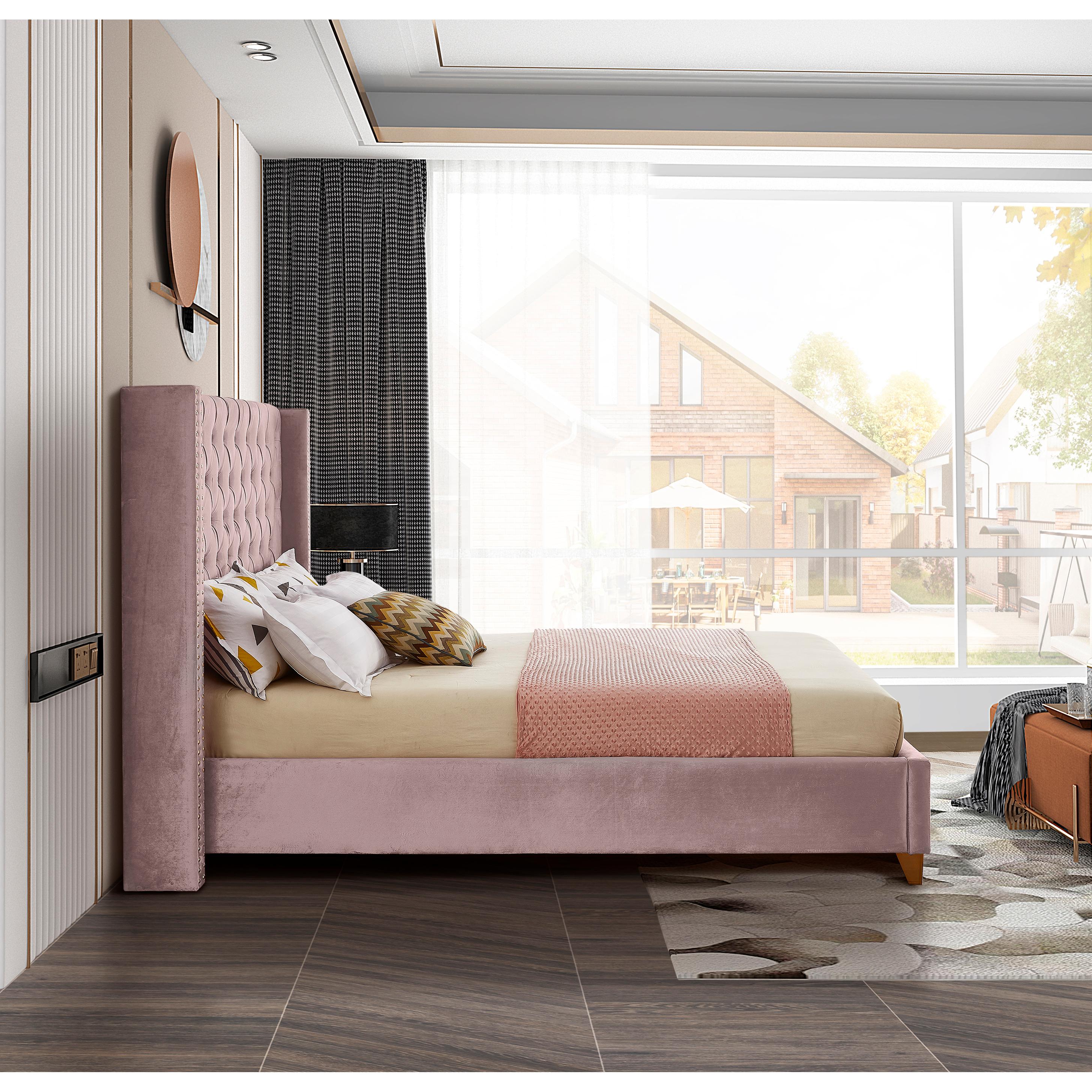 Meridian Barolo Pink Velvet Full Bed